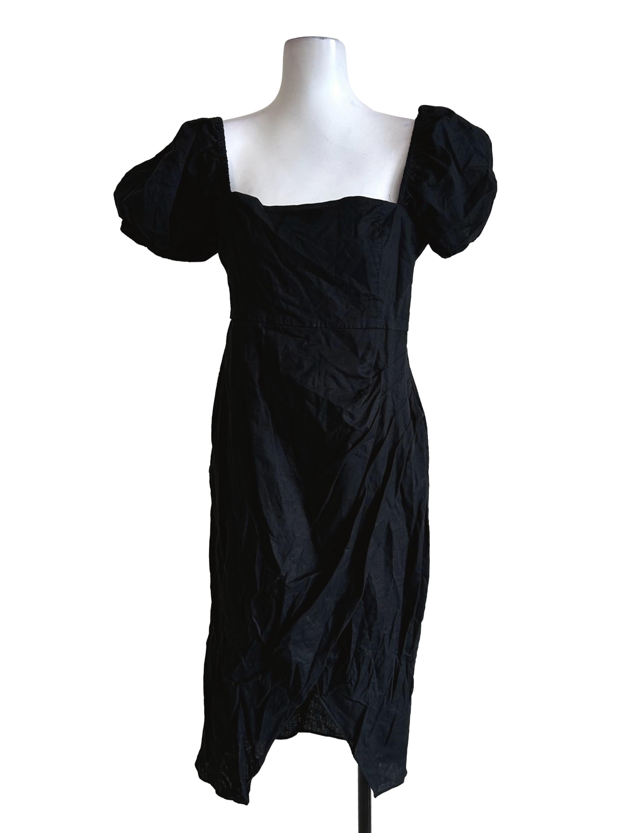Black Linen Midi Dress LB