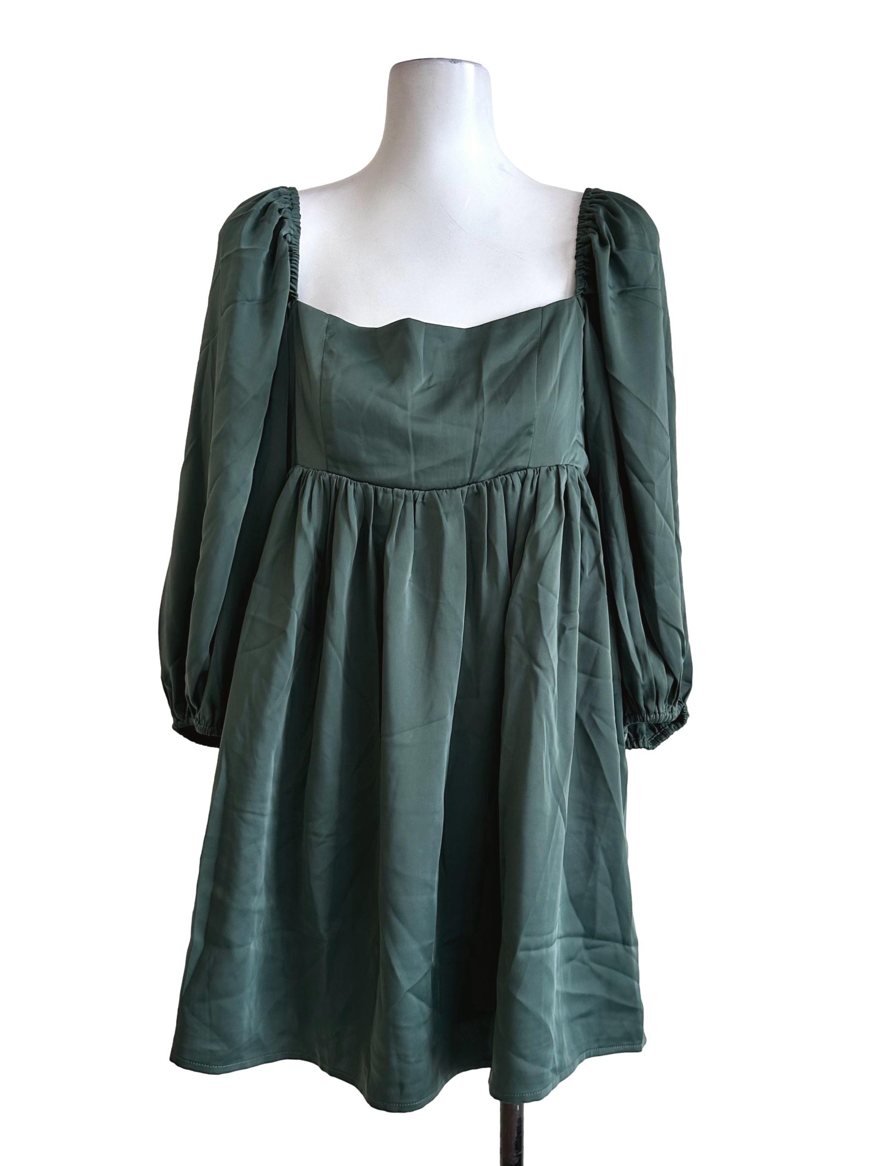 Green Satin Mini Dress TTR
