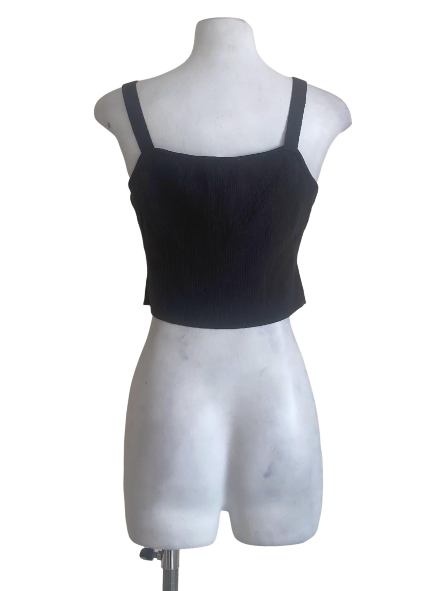 Pebble Grey Sleeveless Pencil Stripe Crop Top