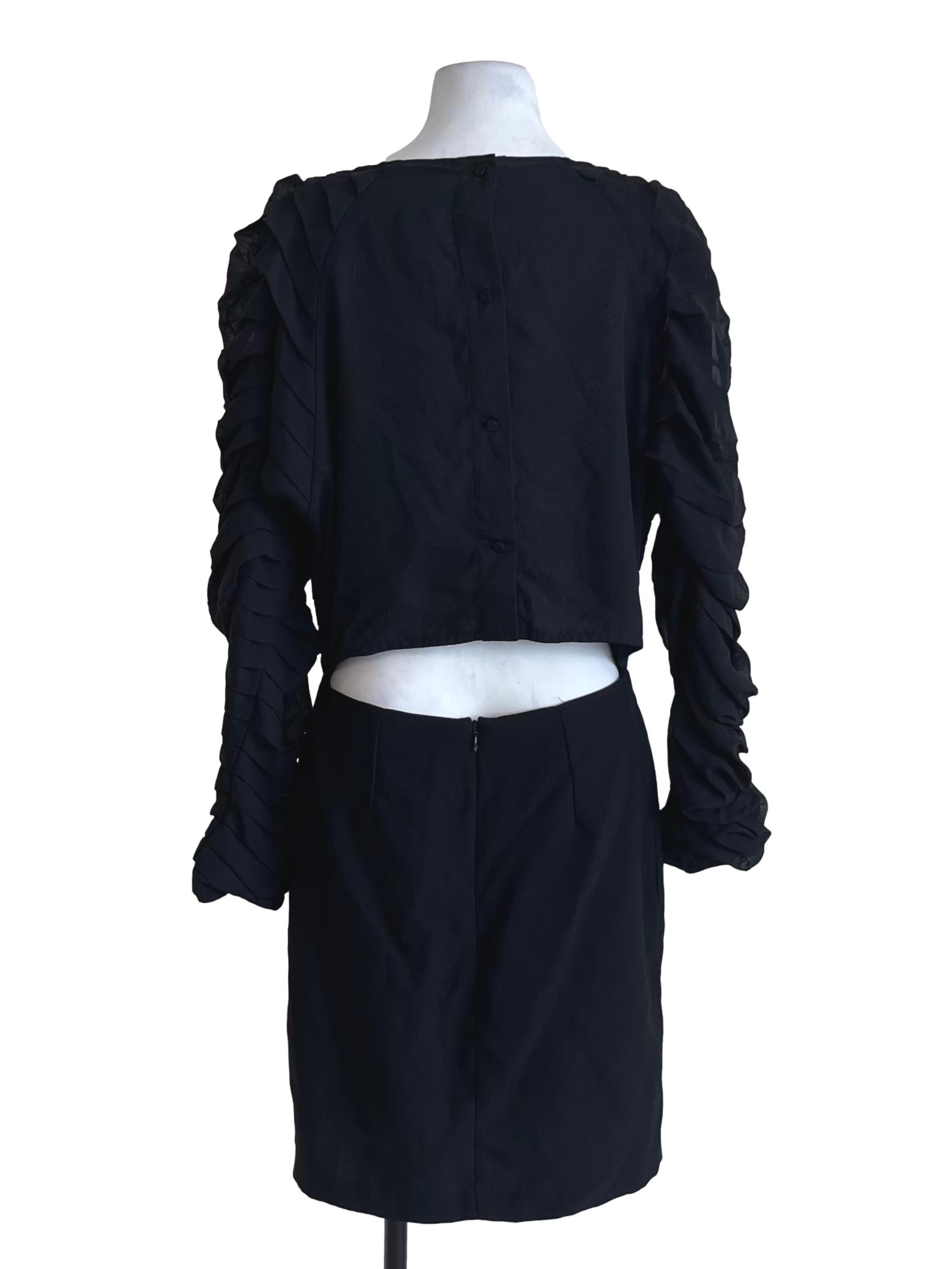 Black Jewel Neckline Empire Dress