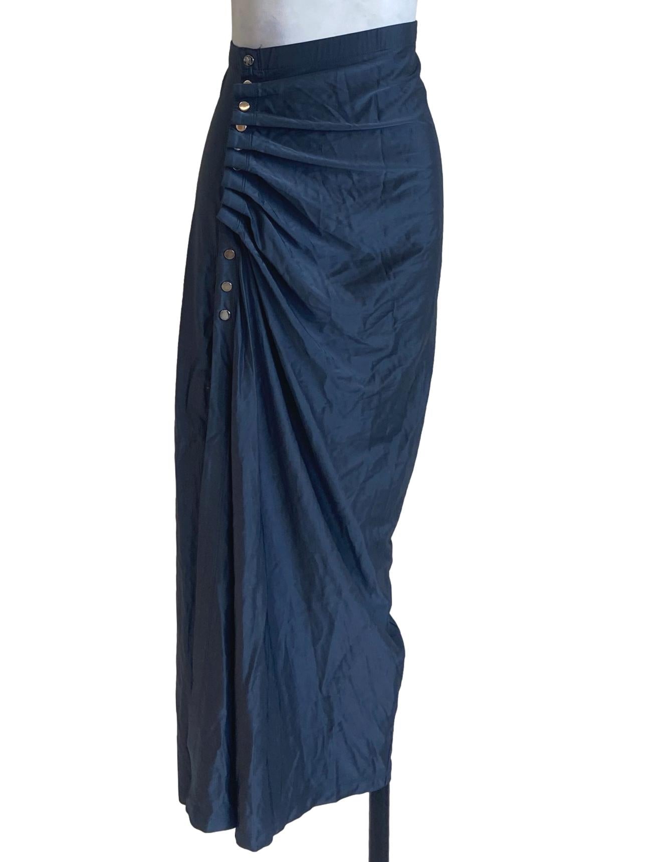 Aegean Blue Button Down Draped Skirt