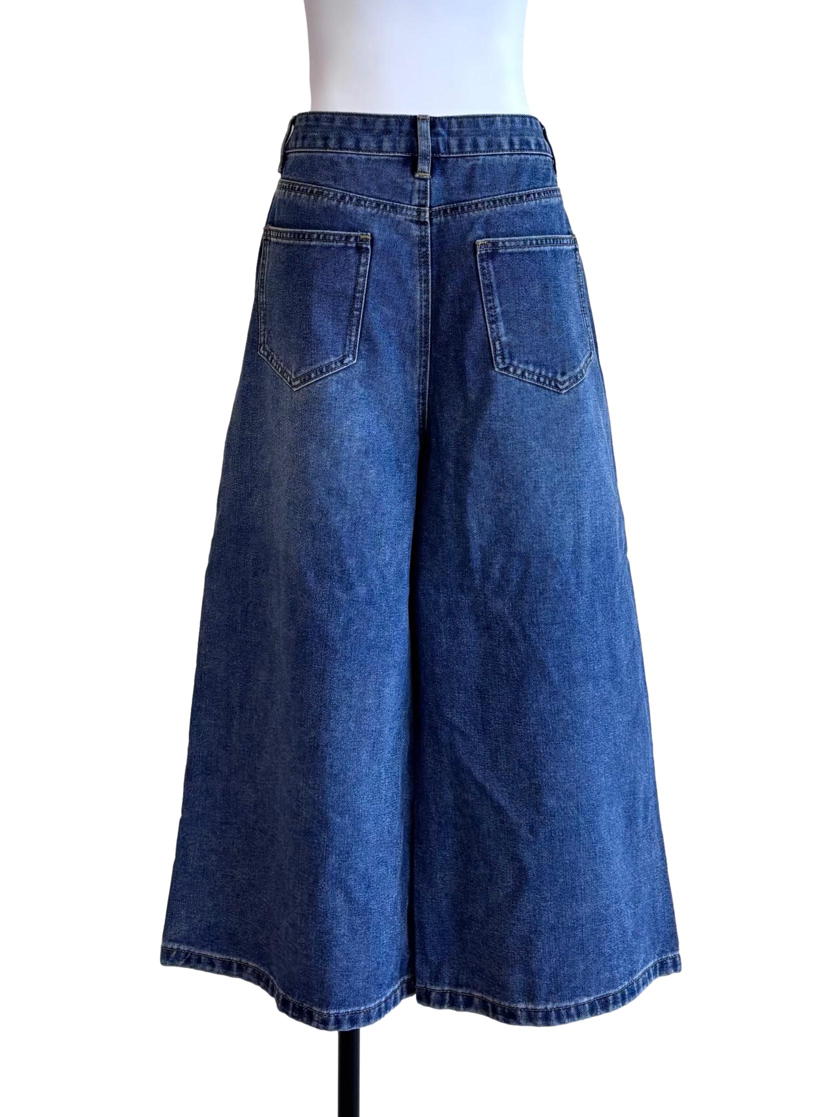 Washed Denim Blue High Ankle Jeans