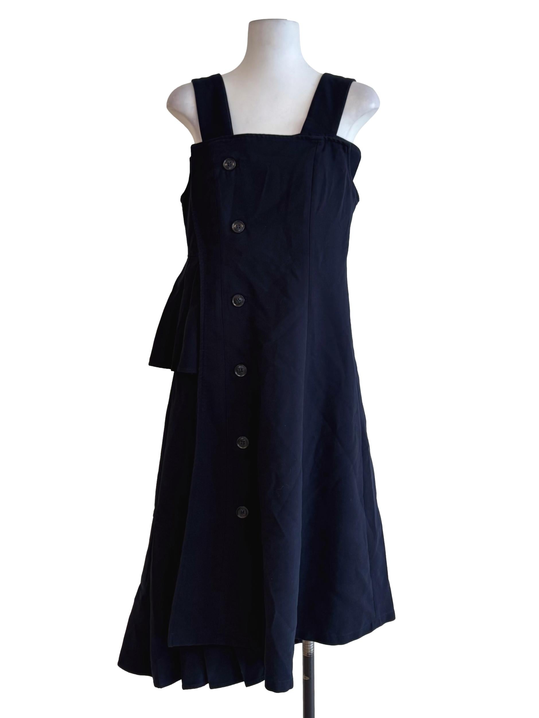 Navy Blue Button Down Apron Dress