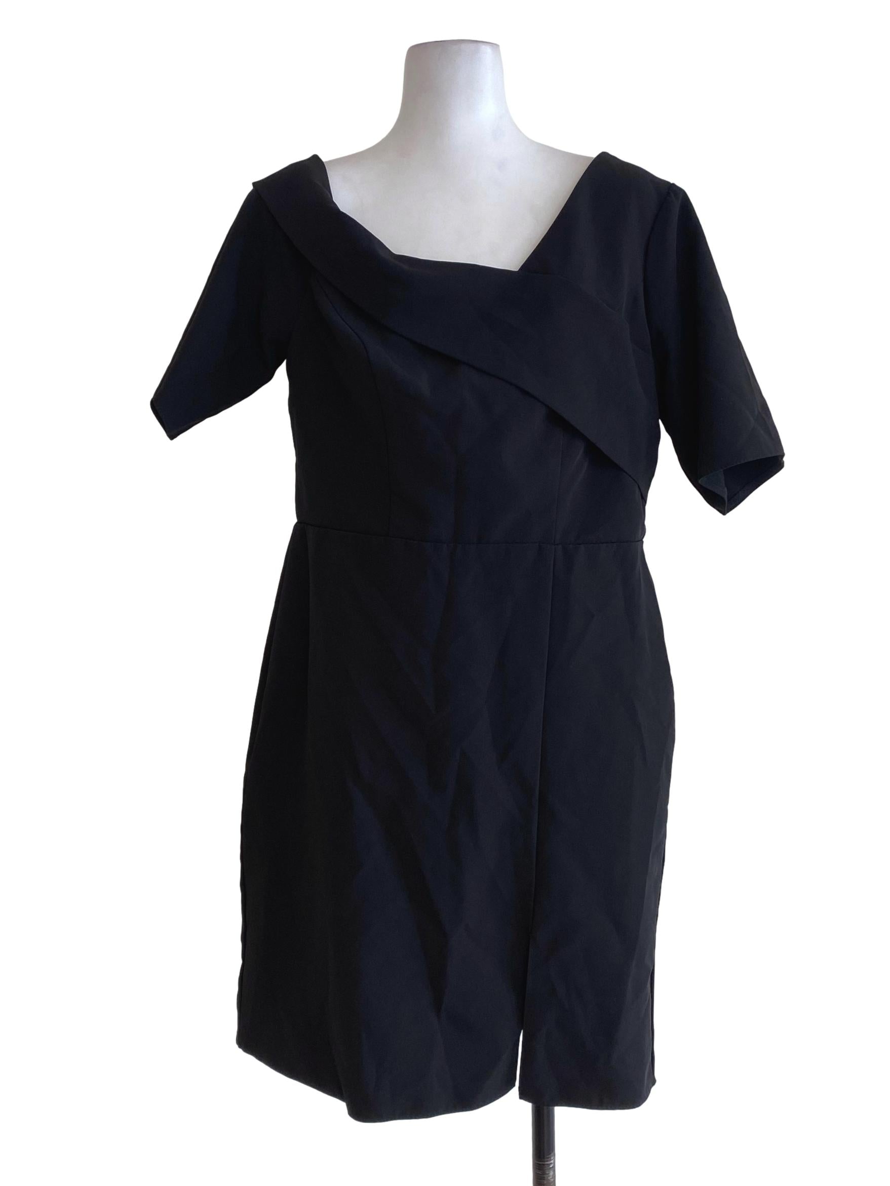 Black Overlapped Sheath Dress