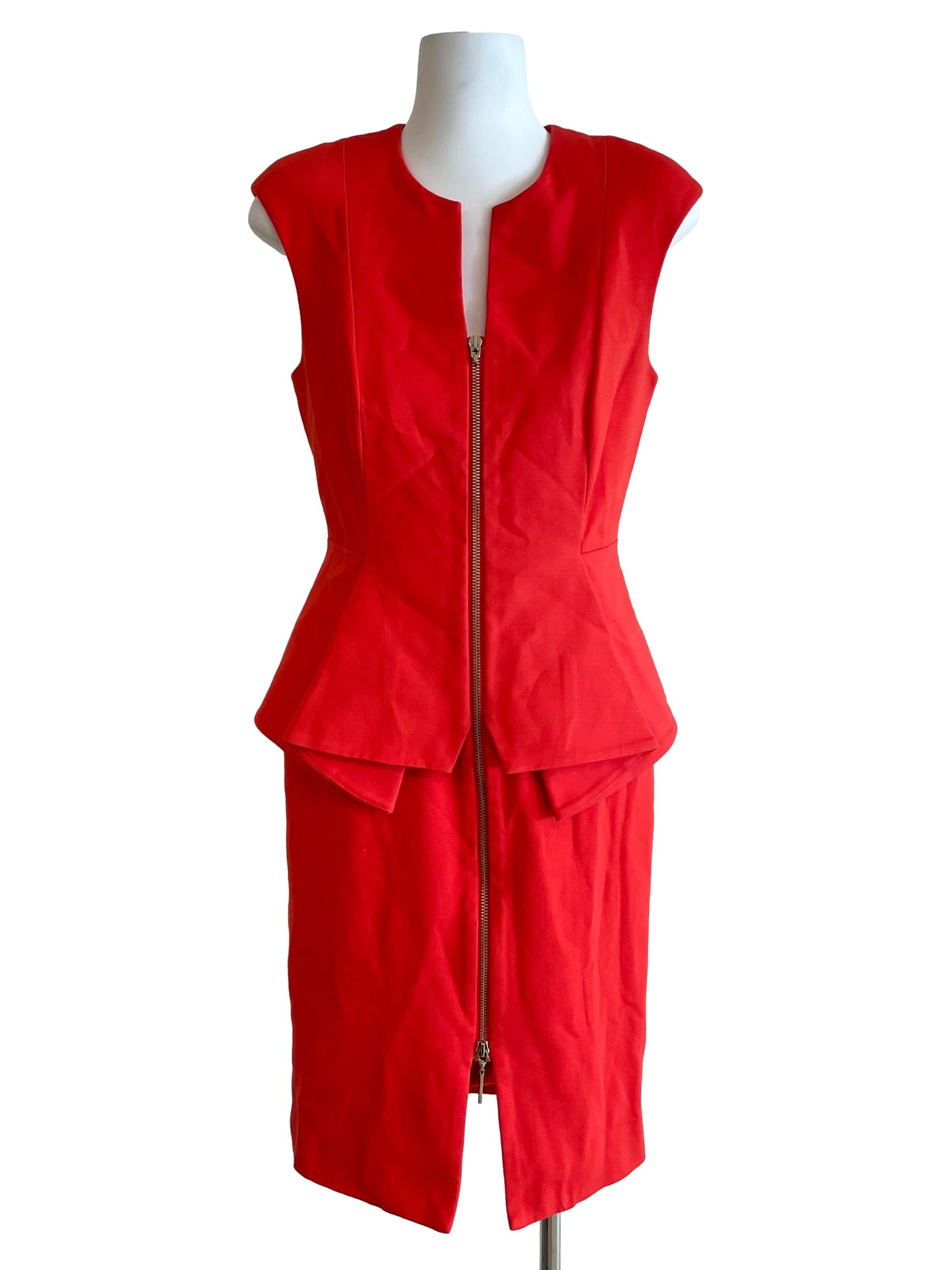 Strawberry Red Peplum Sheath Dress