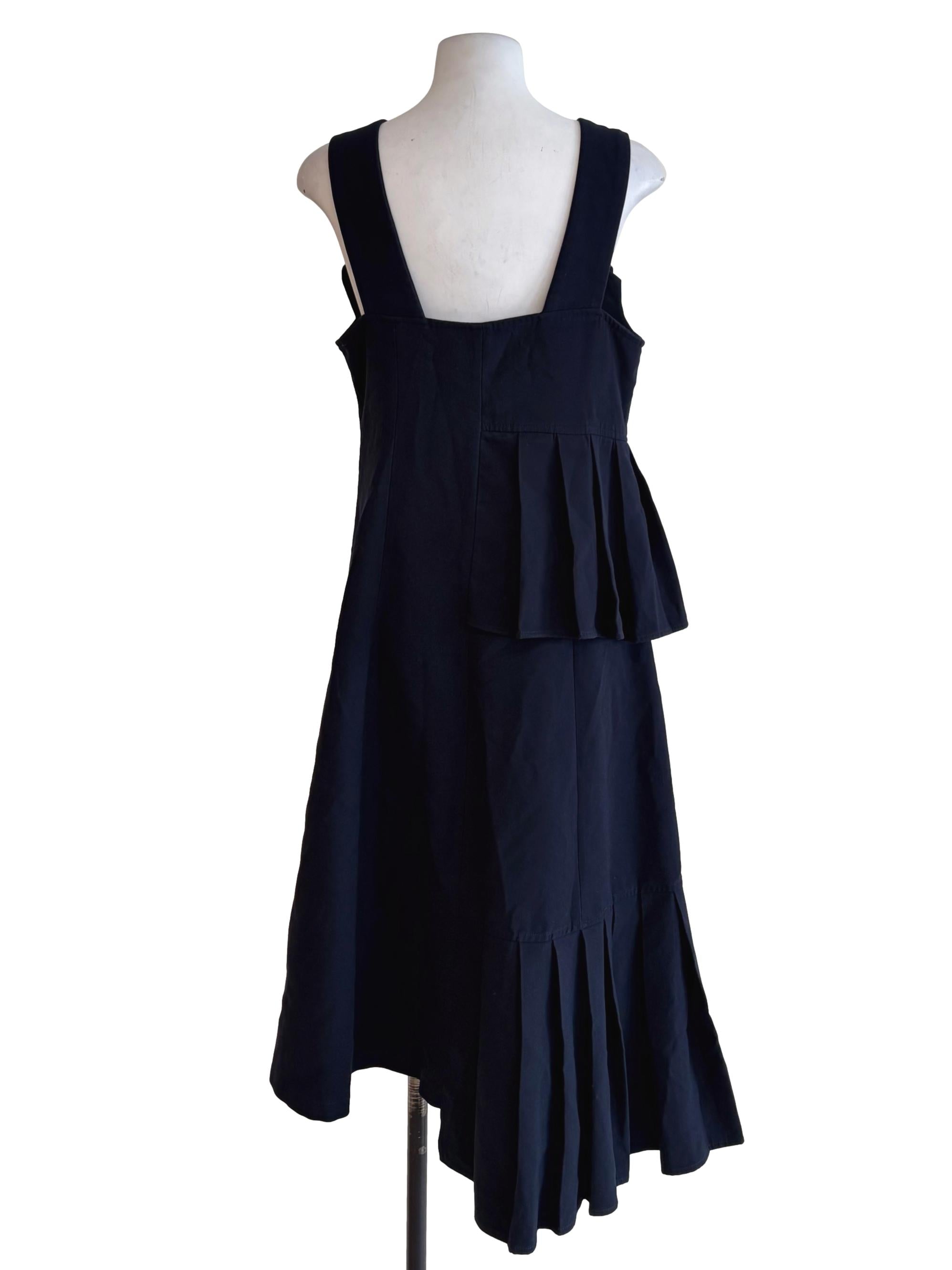 Navy Blue Button Down Apron Dress