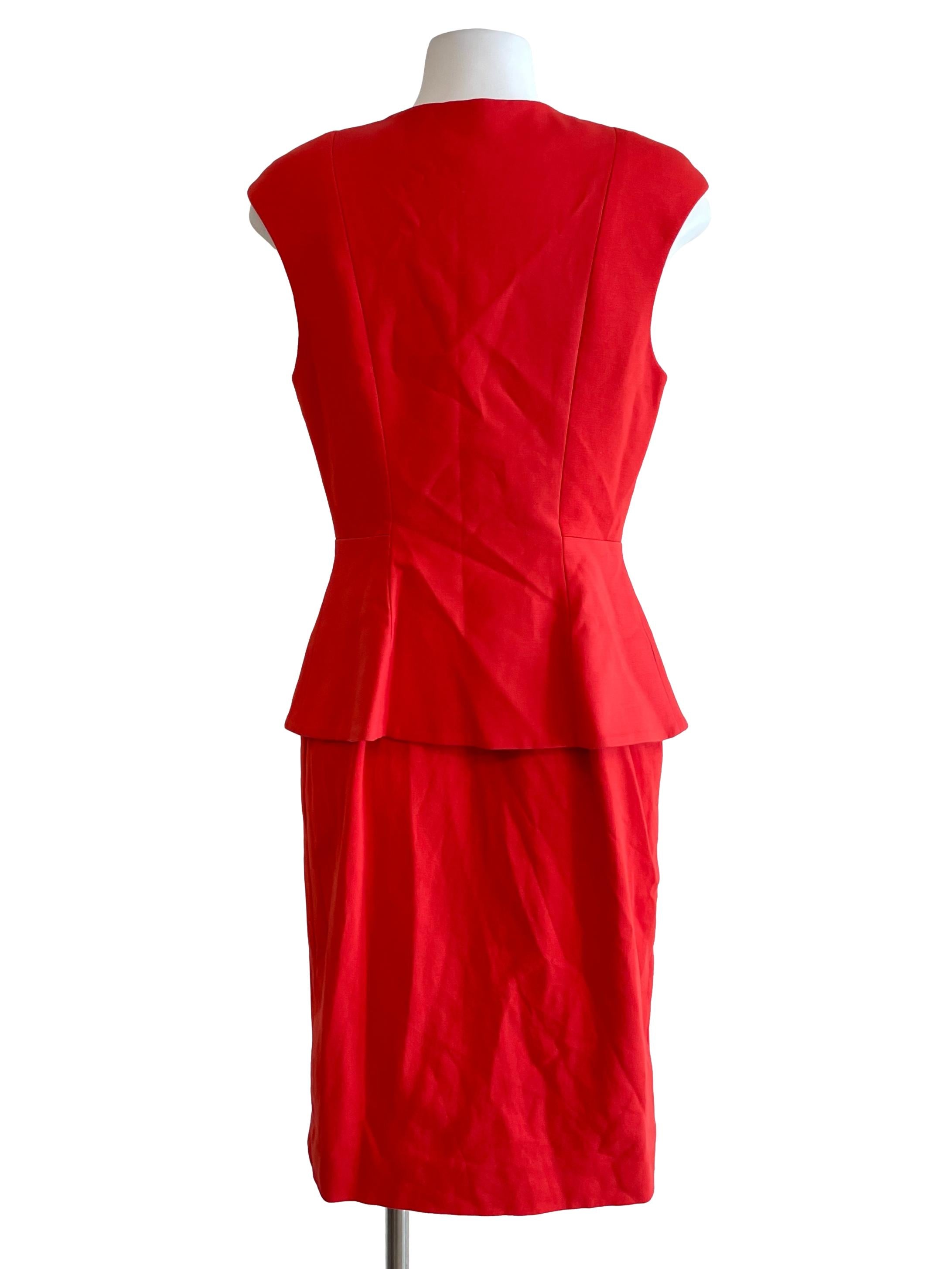 Strawberry Red Peplum Sheath Dress