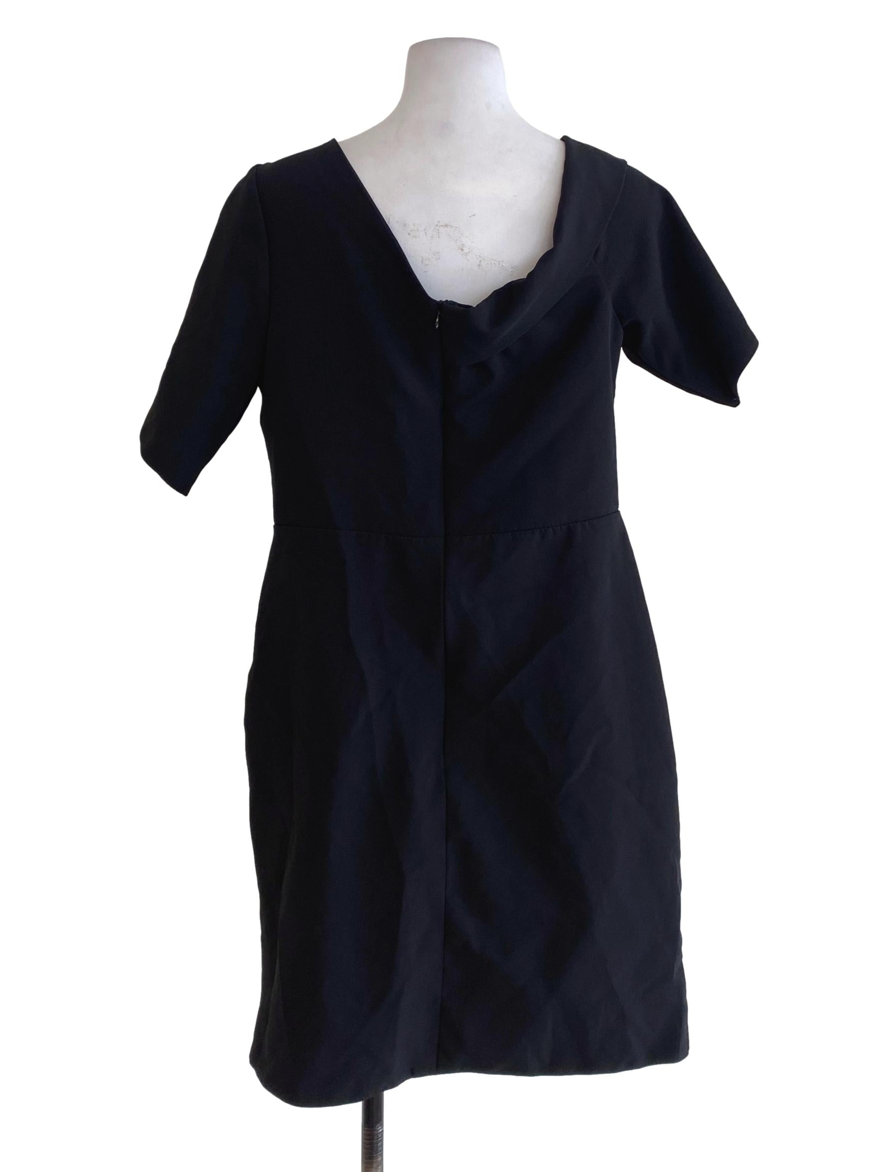 Black Overlapped Sheath Dress
