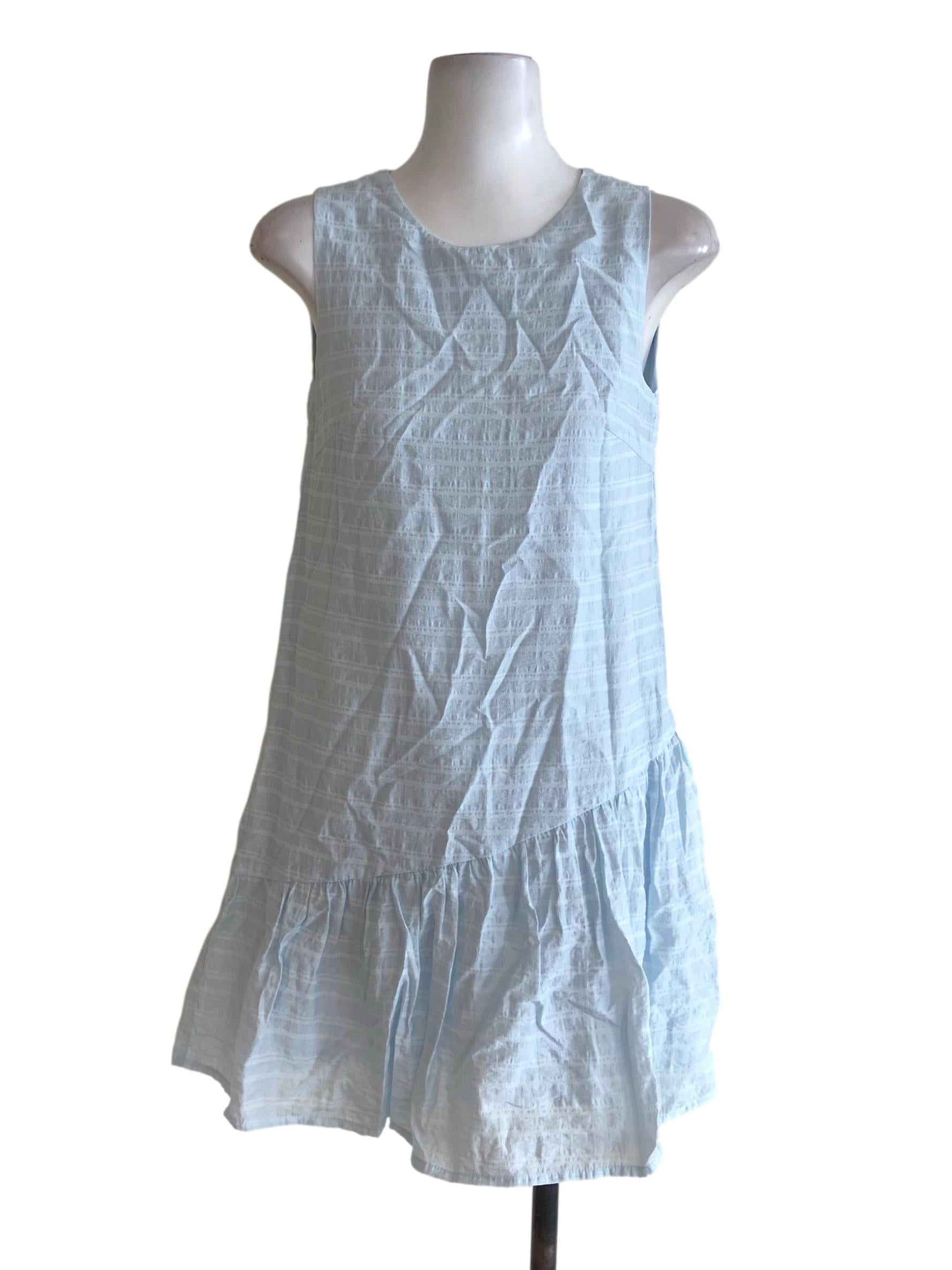 Sky Blue Sleeveless Candy Stripe Mini Dress