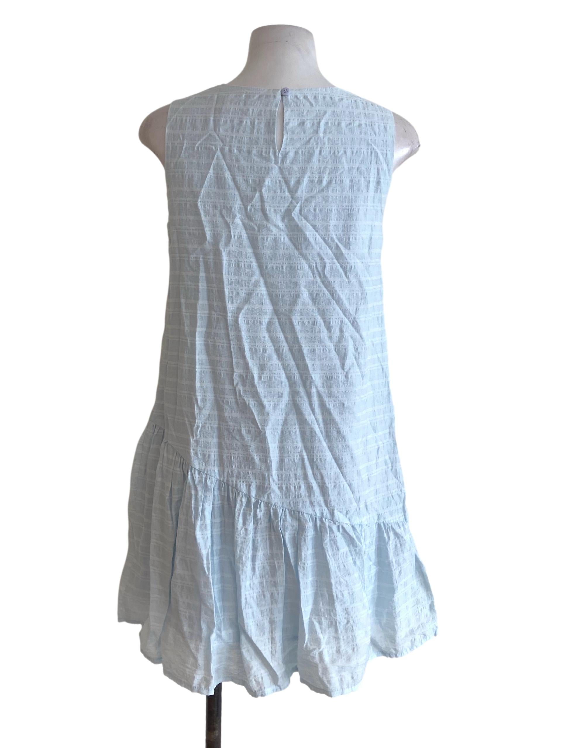 Sky Blue Sleeveless Candy Stripe Mini Dress
