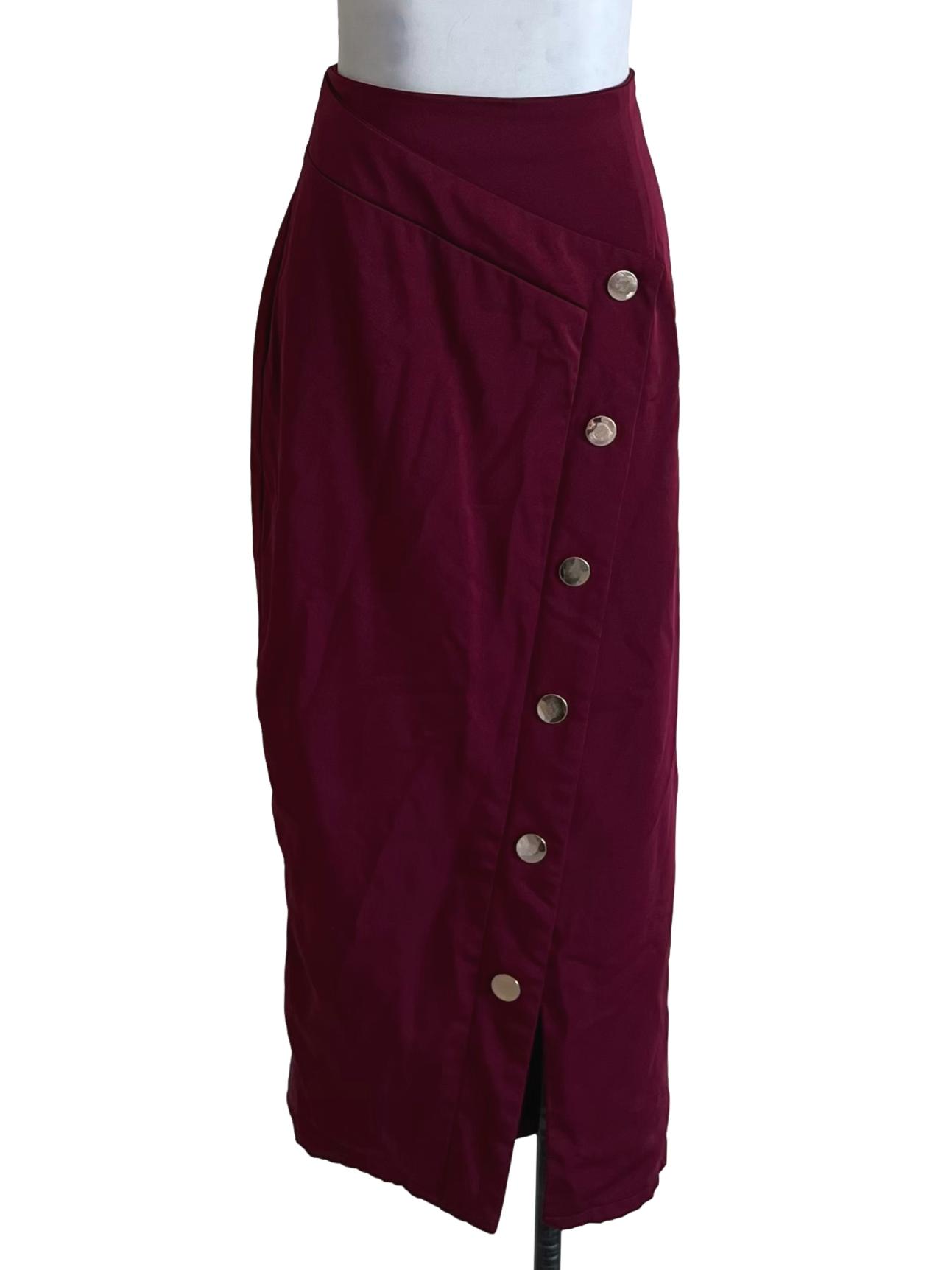 Blood Red High-Waisted A-Line Skirt
