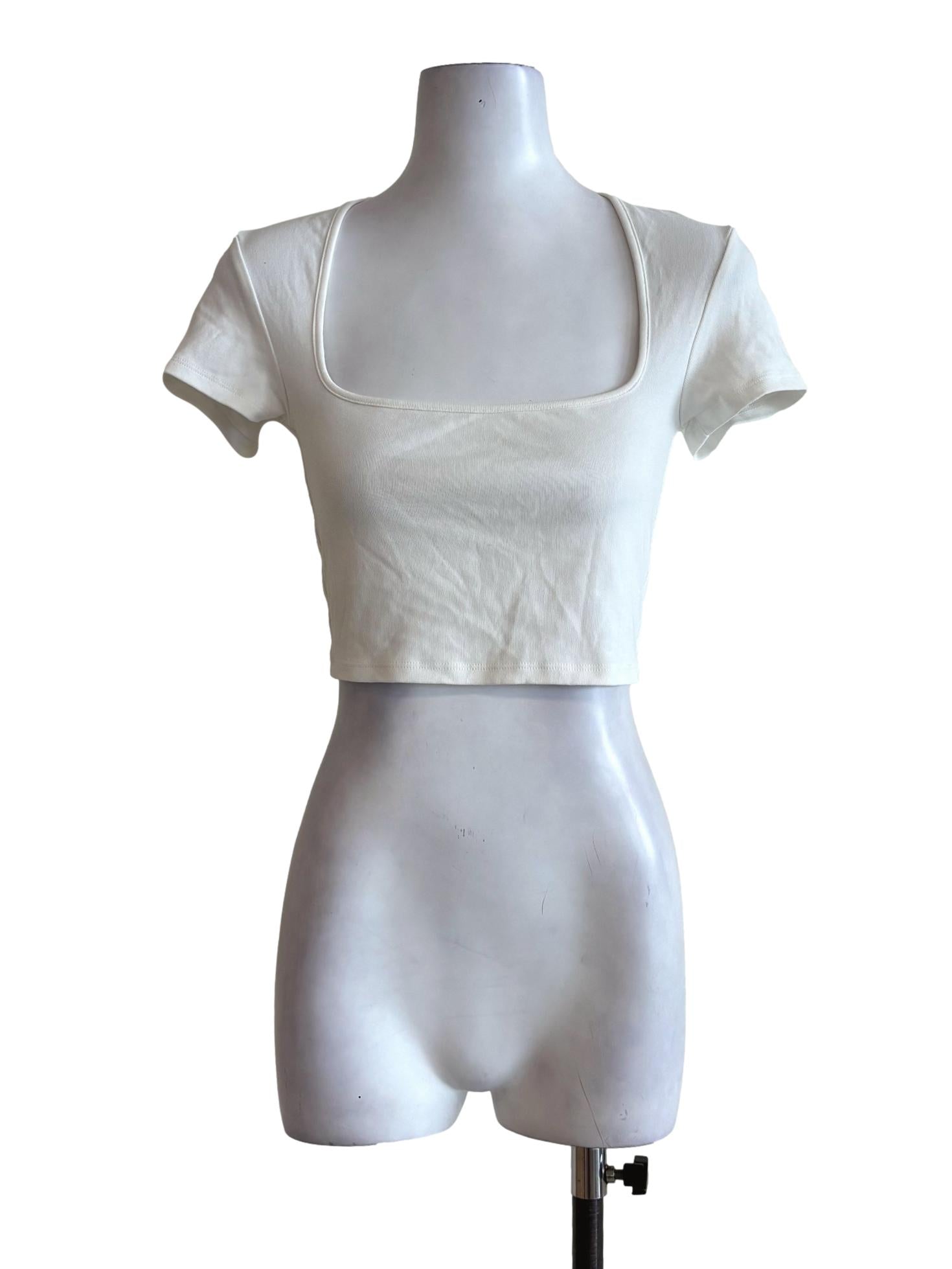 Powder White Square Neck Crop Top