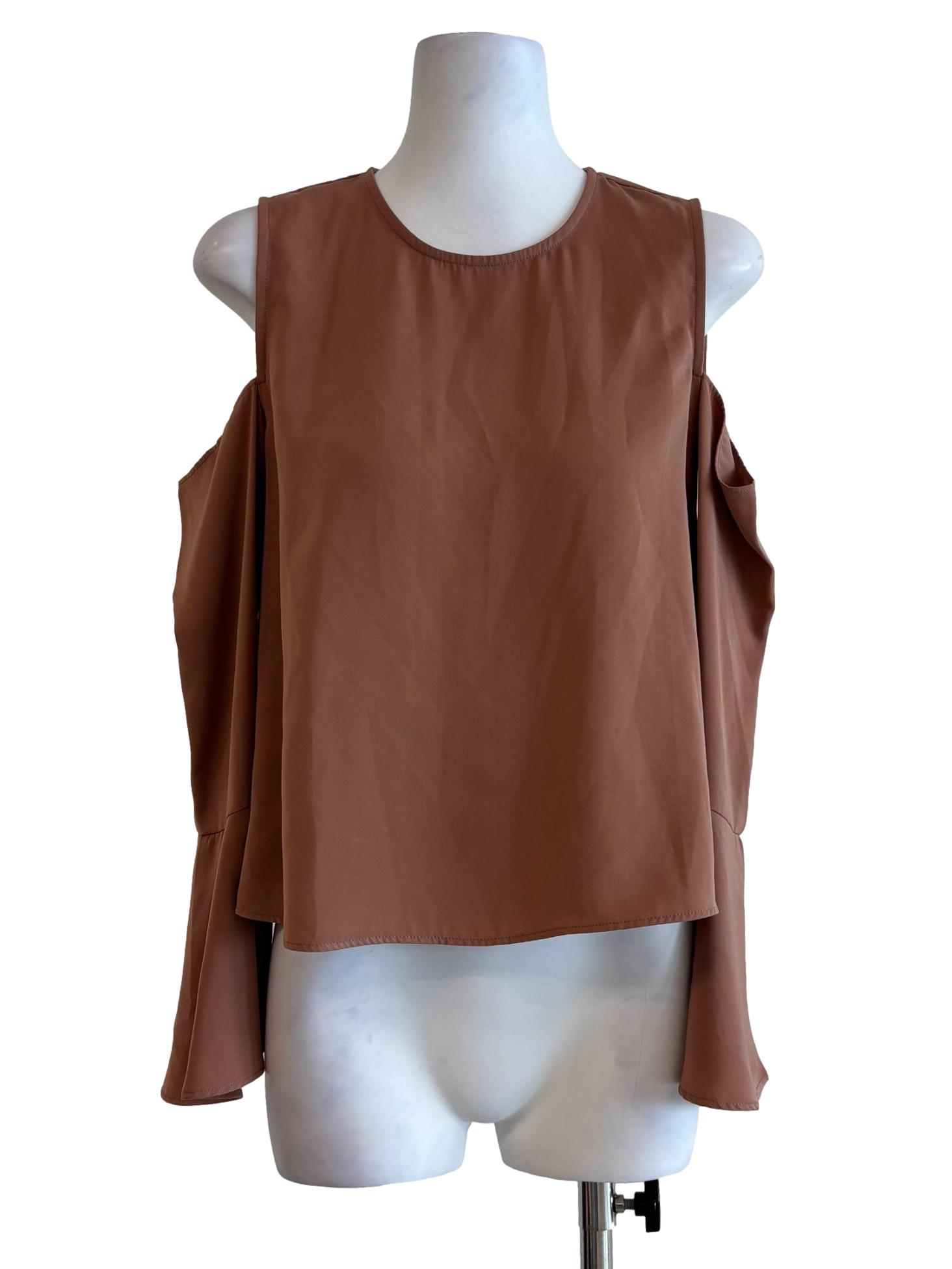 Adobe Brown Off Shoulder Sleeve Top