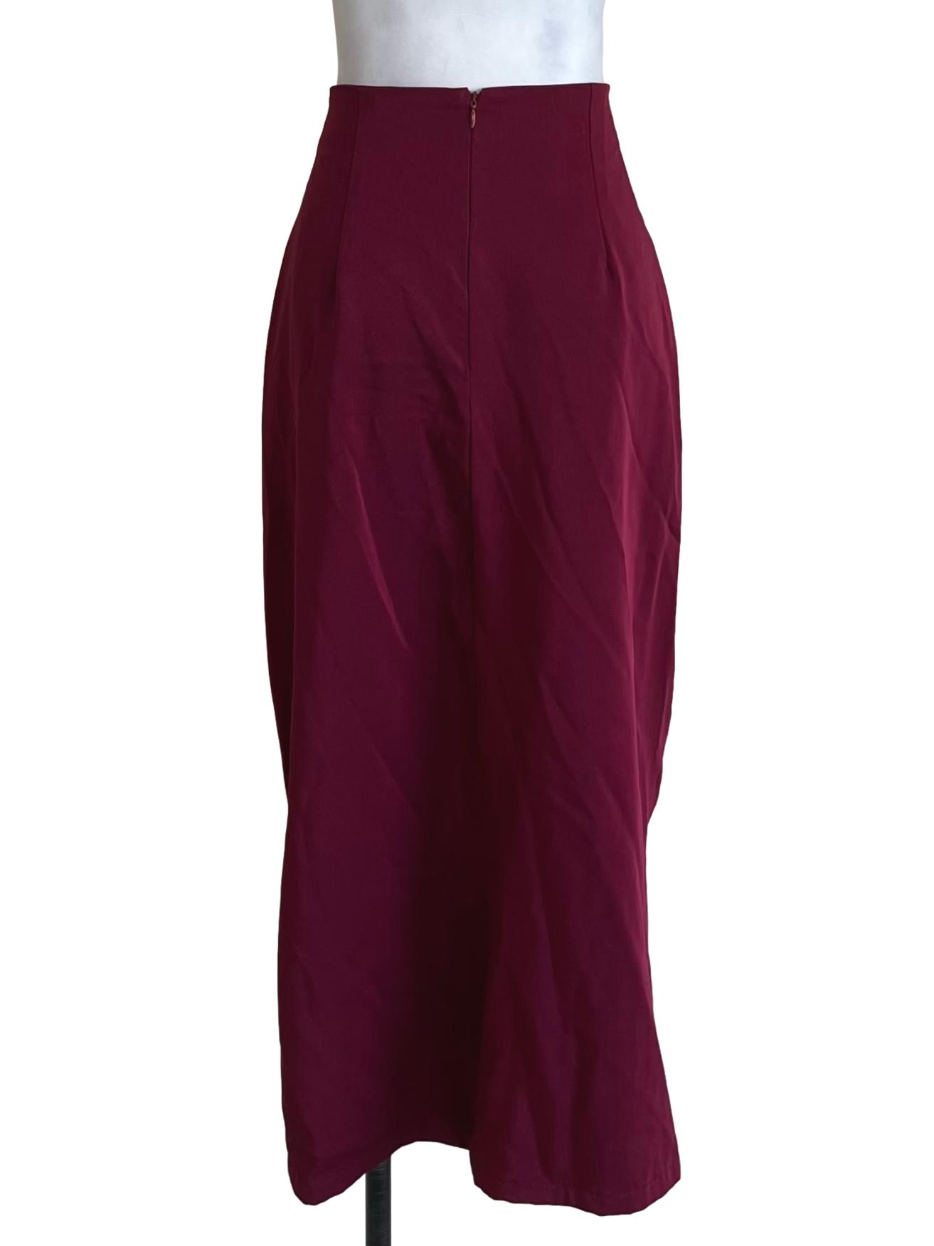 Blood Red High-Waisted A-Line Skirt