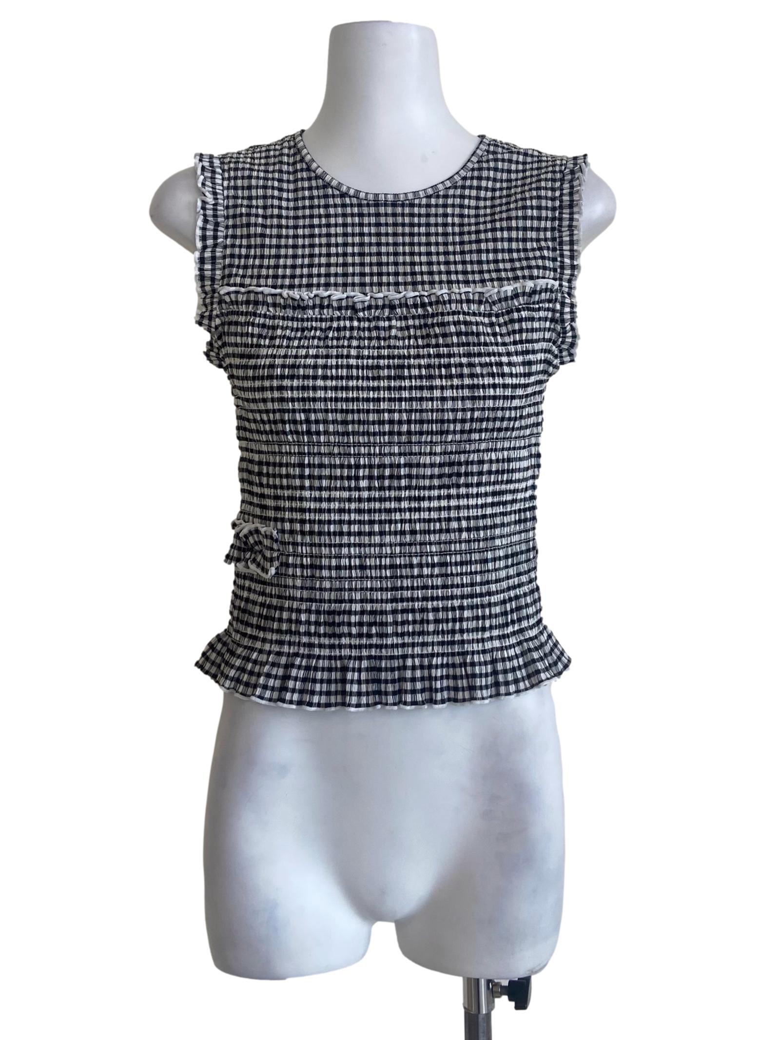 Black & White Plaid Ruffled Blouse