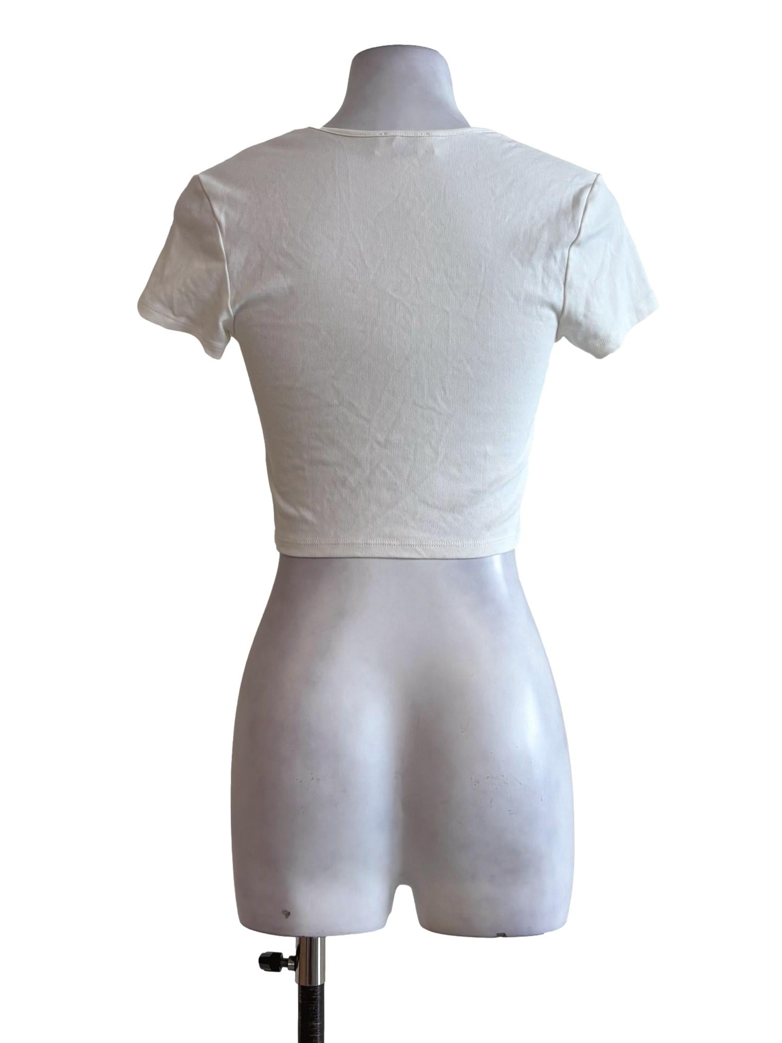 Powder White Square Neck Crop Top