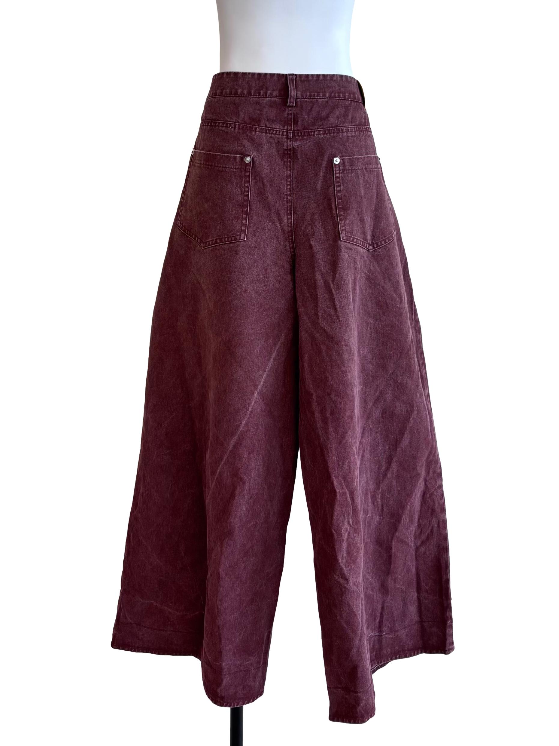Acid Washed Red Wide Jeans