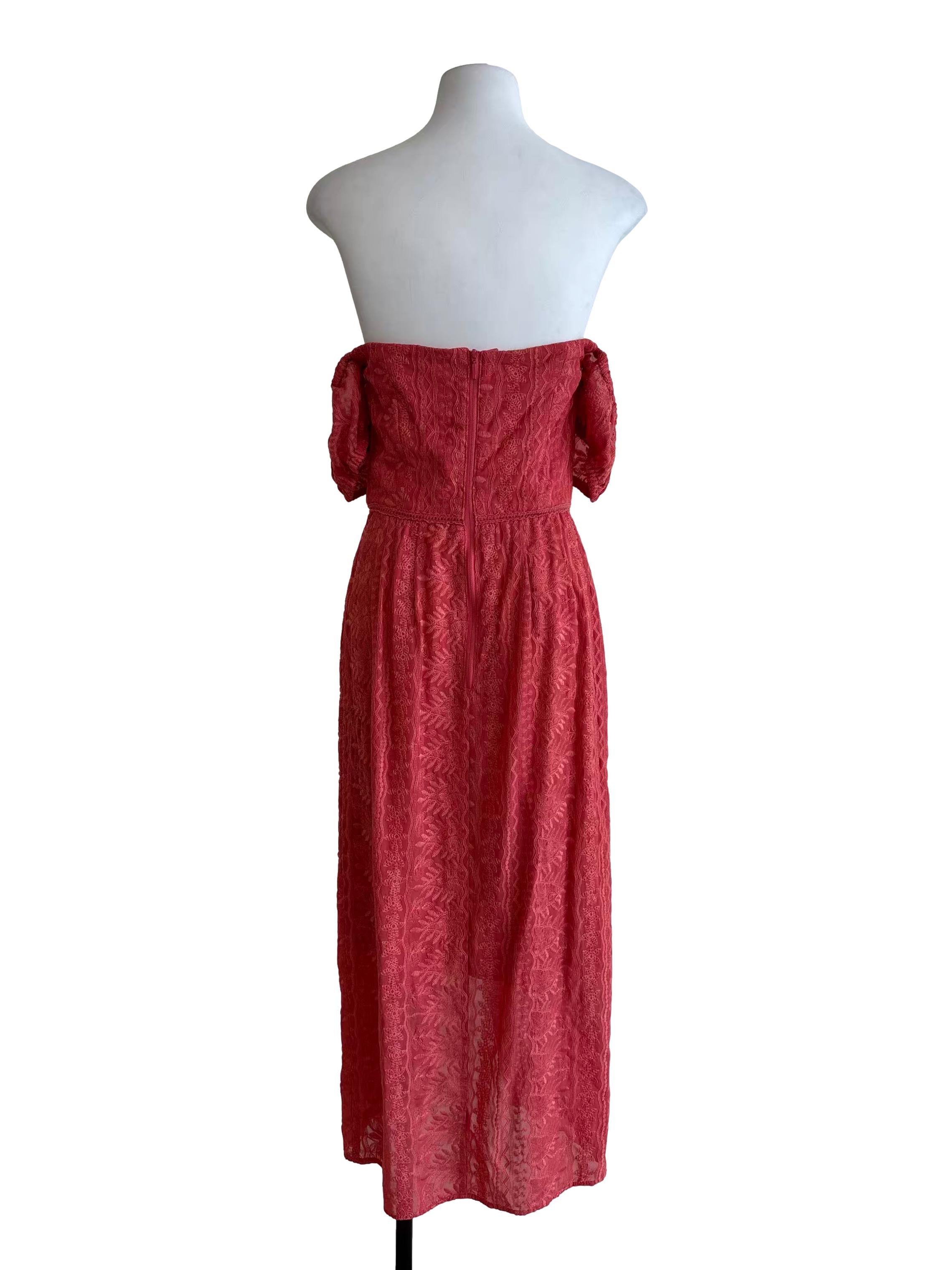 Strawberry Pink Off Shoulder Maxi Dress