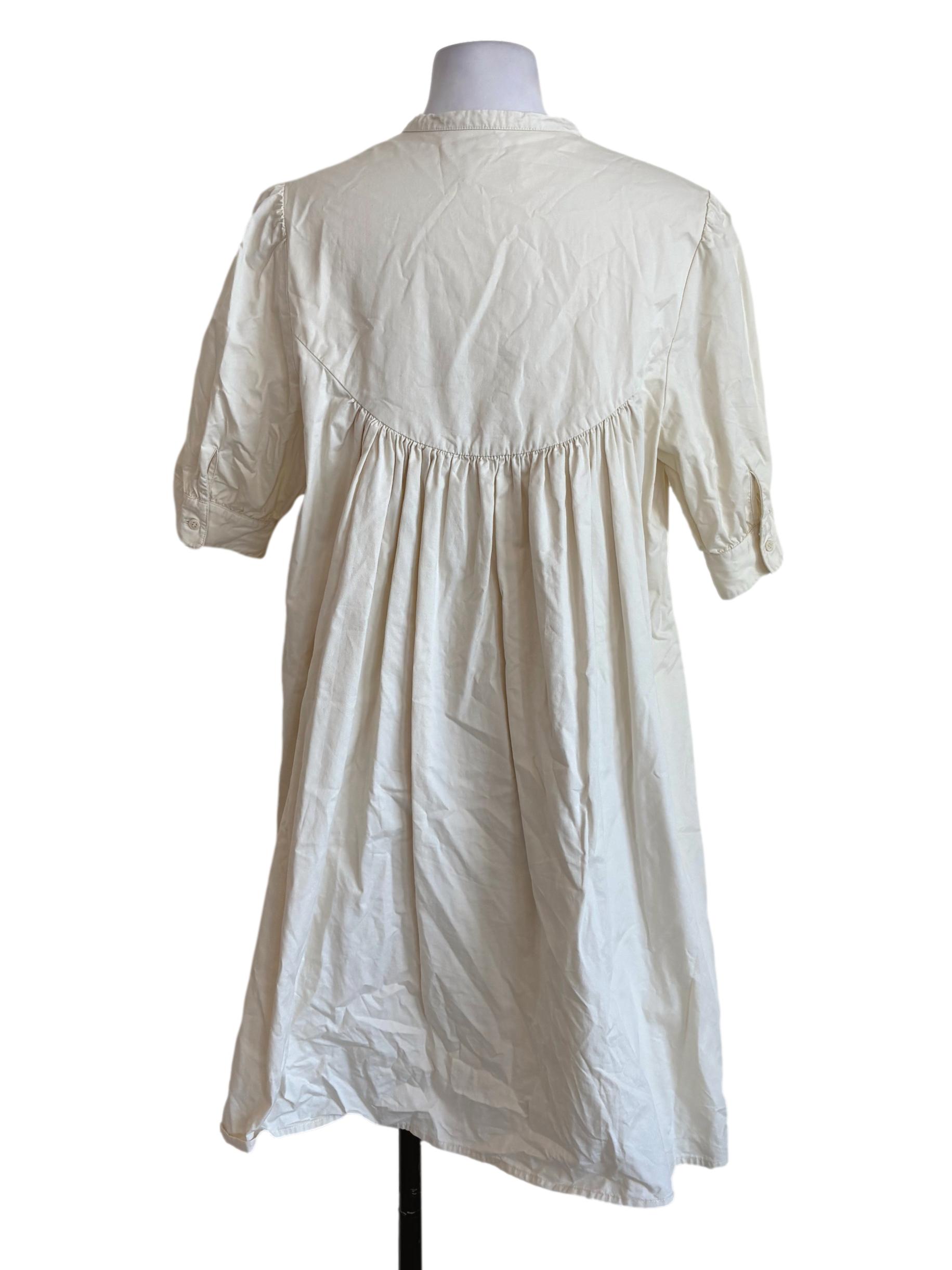 Cream Cotton 3/4 Sleeves Dress OSN