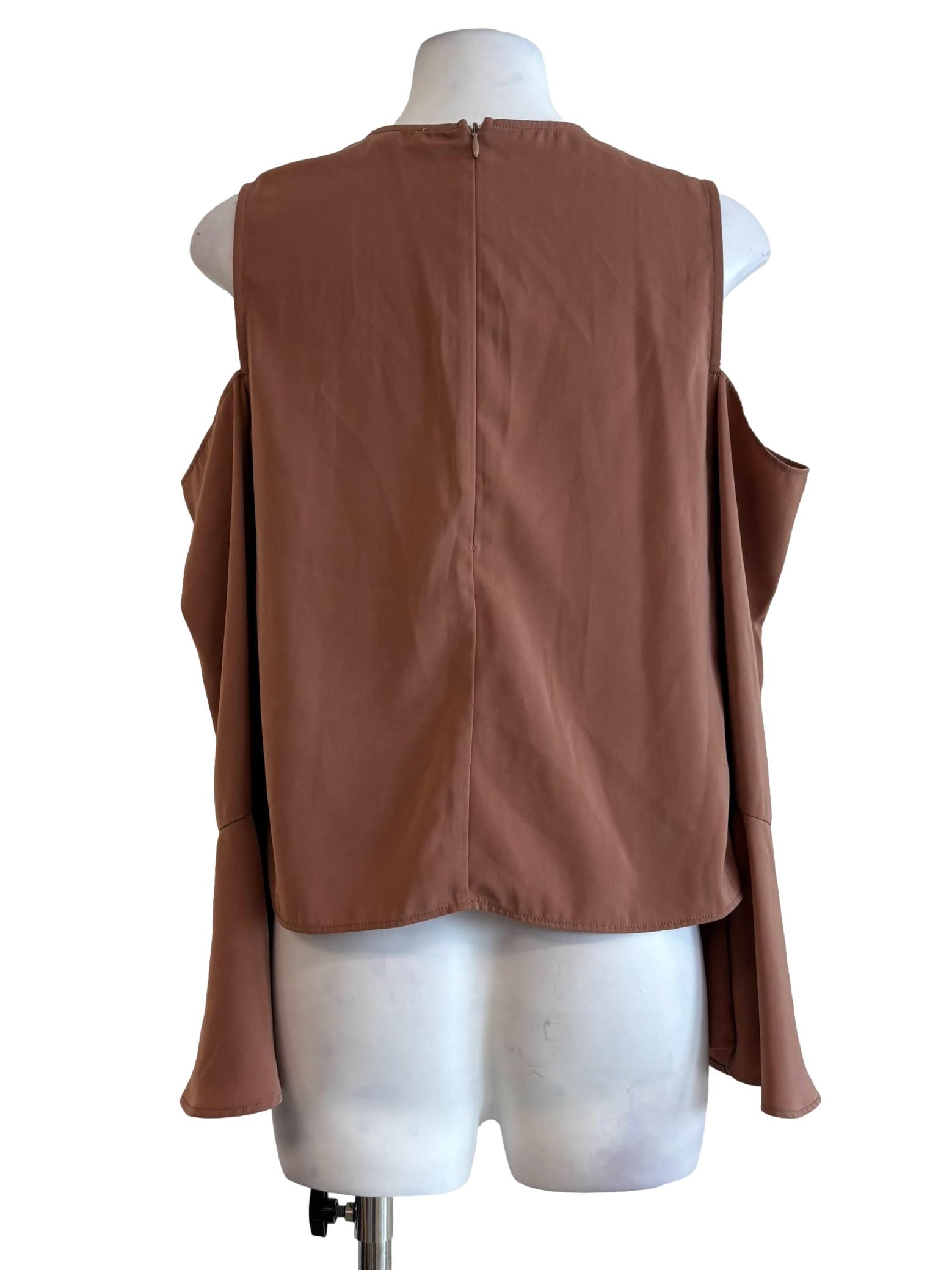 Adobe Brown Off Shoulder Sleeve Top