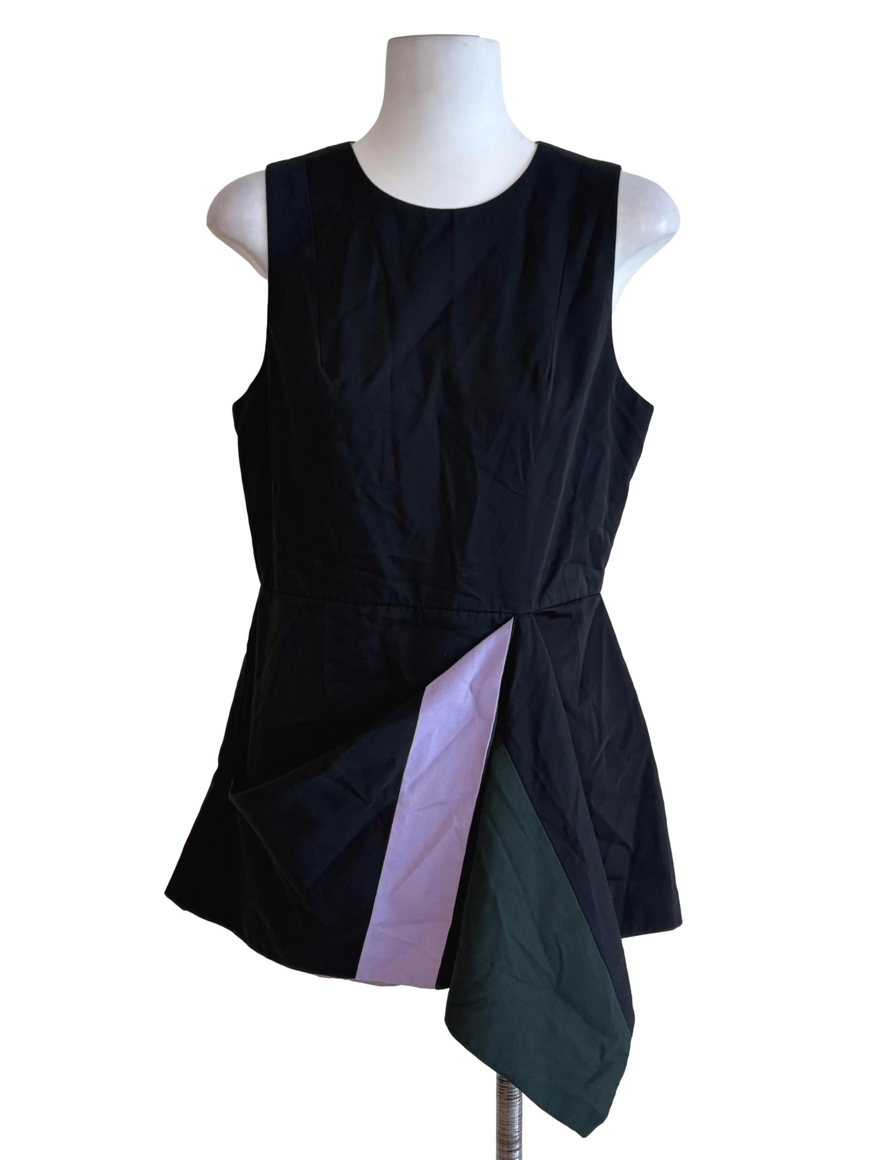Raven Black With Green Purple Front Sleeveless Top