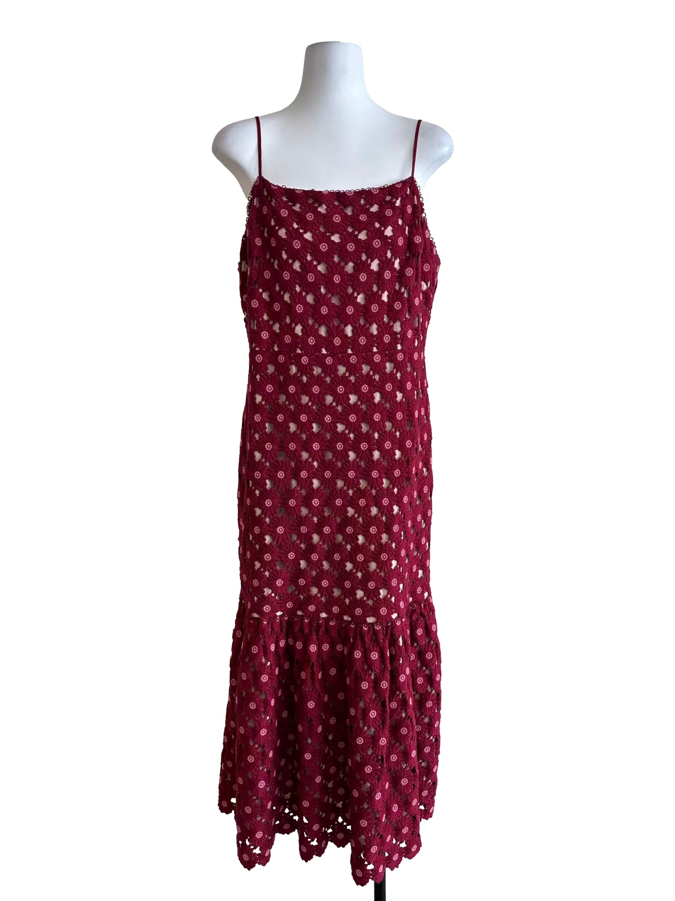 Ruby Red Drop Waist Spaghetti Strap Dress