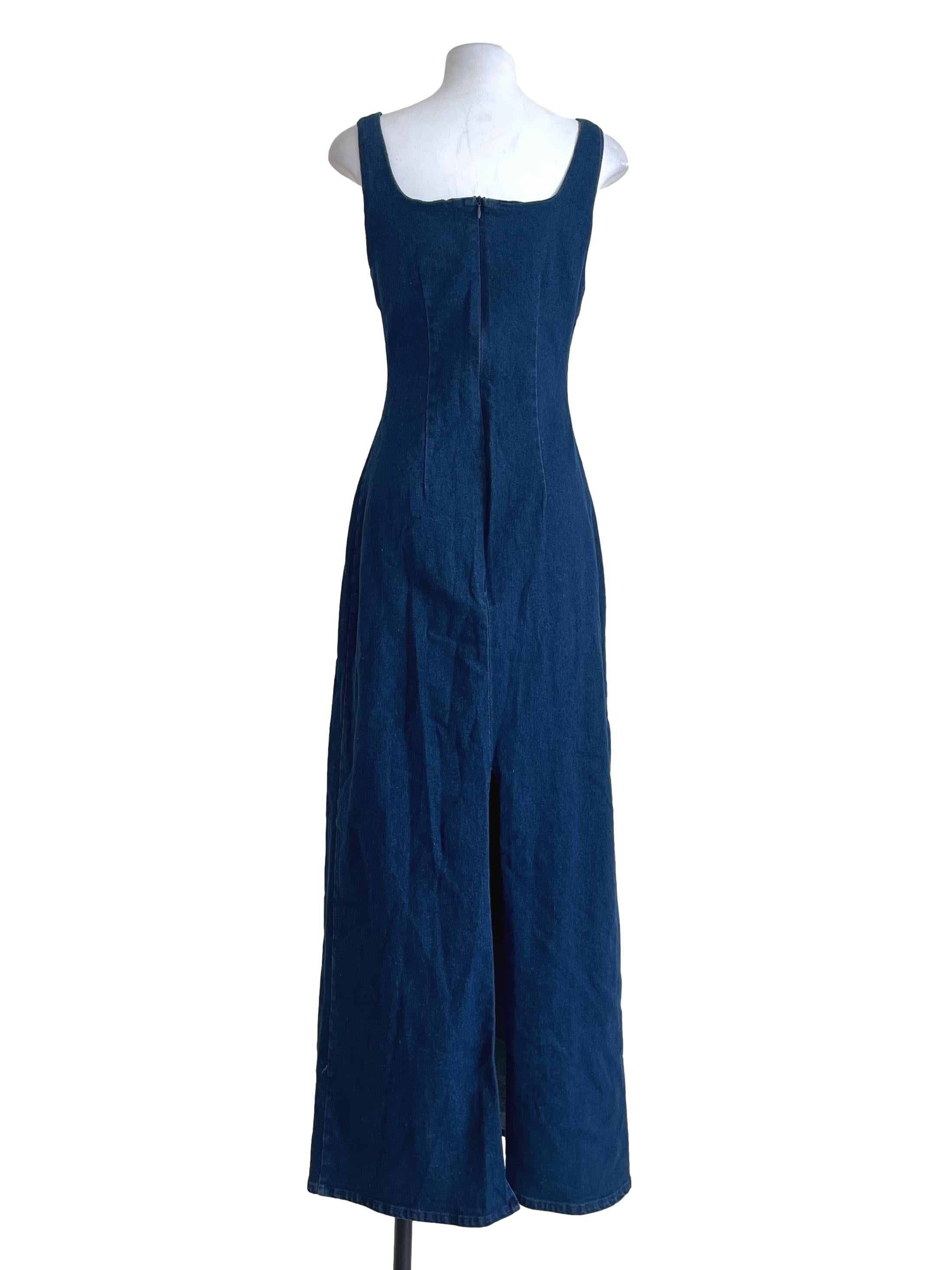 Denim Blue Square Sleeveless Slip Dress