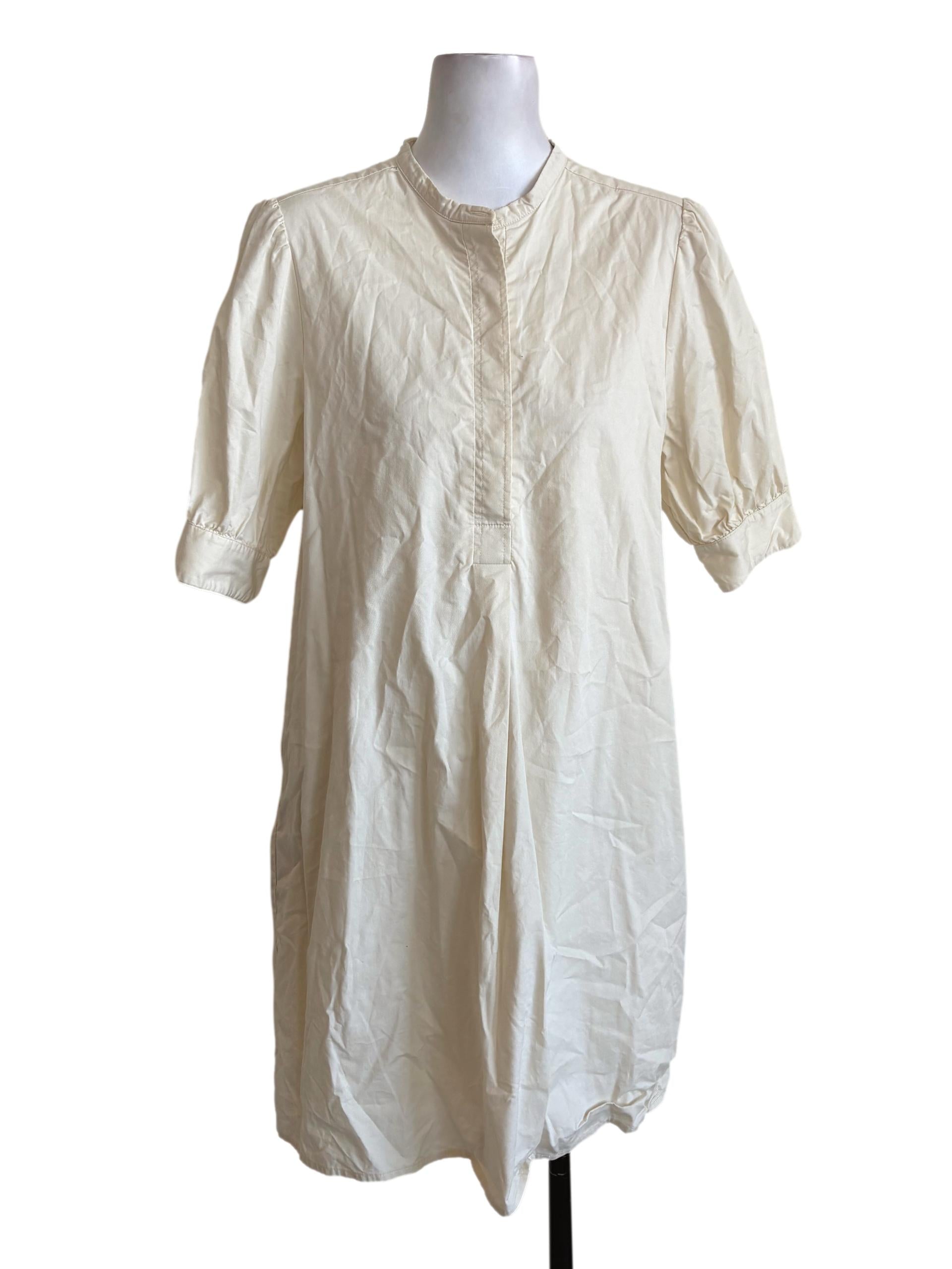 Cream Cotton 3/4 Sleeves Dress OSN