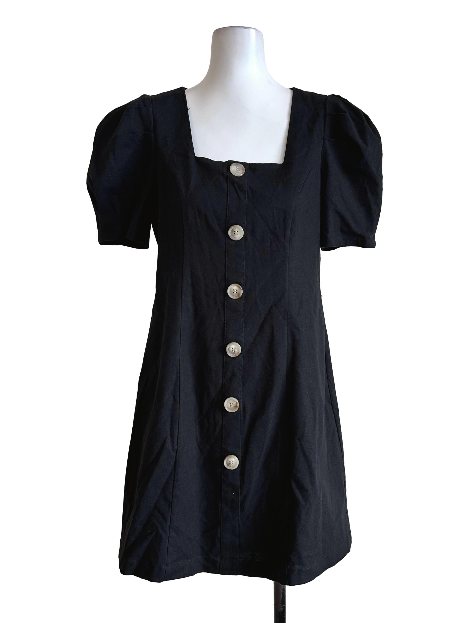 Black Square Neck Mini Dress