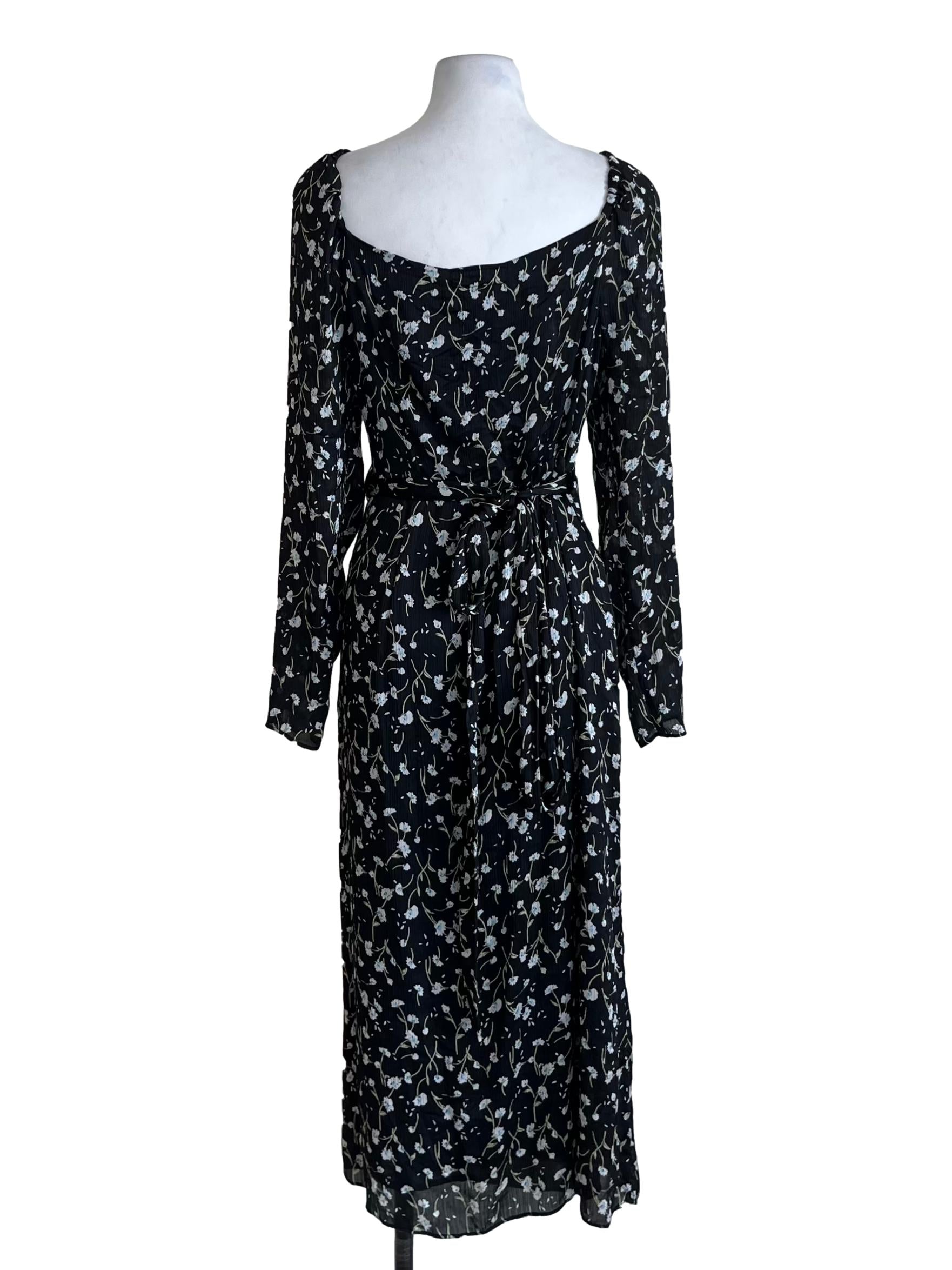 Black Floral Wrap Dress