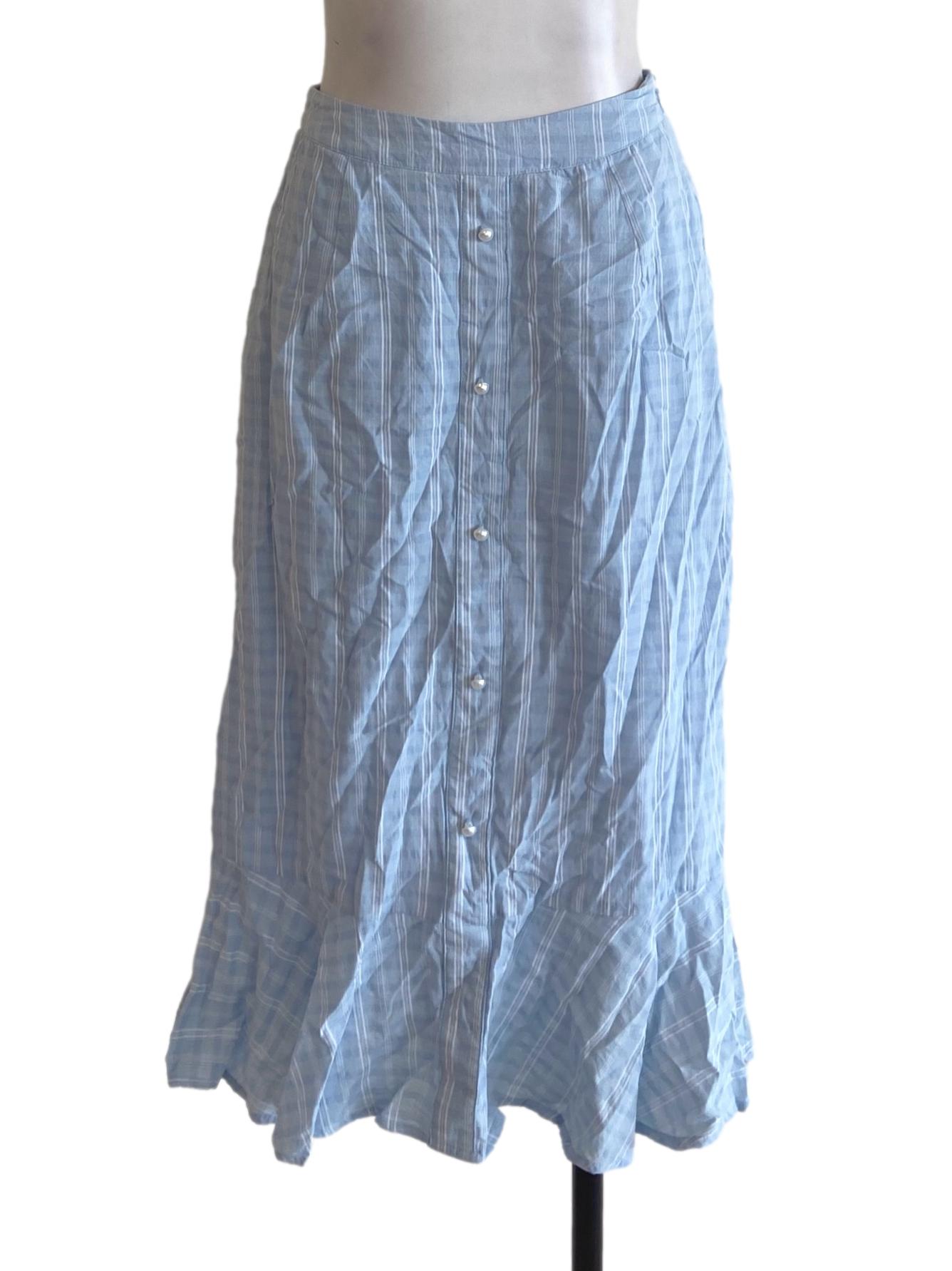 Blue Candy Stripe Bias Pegged Skirt