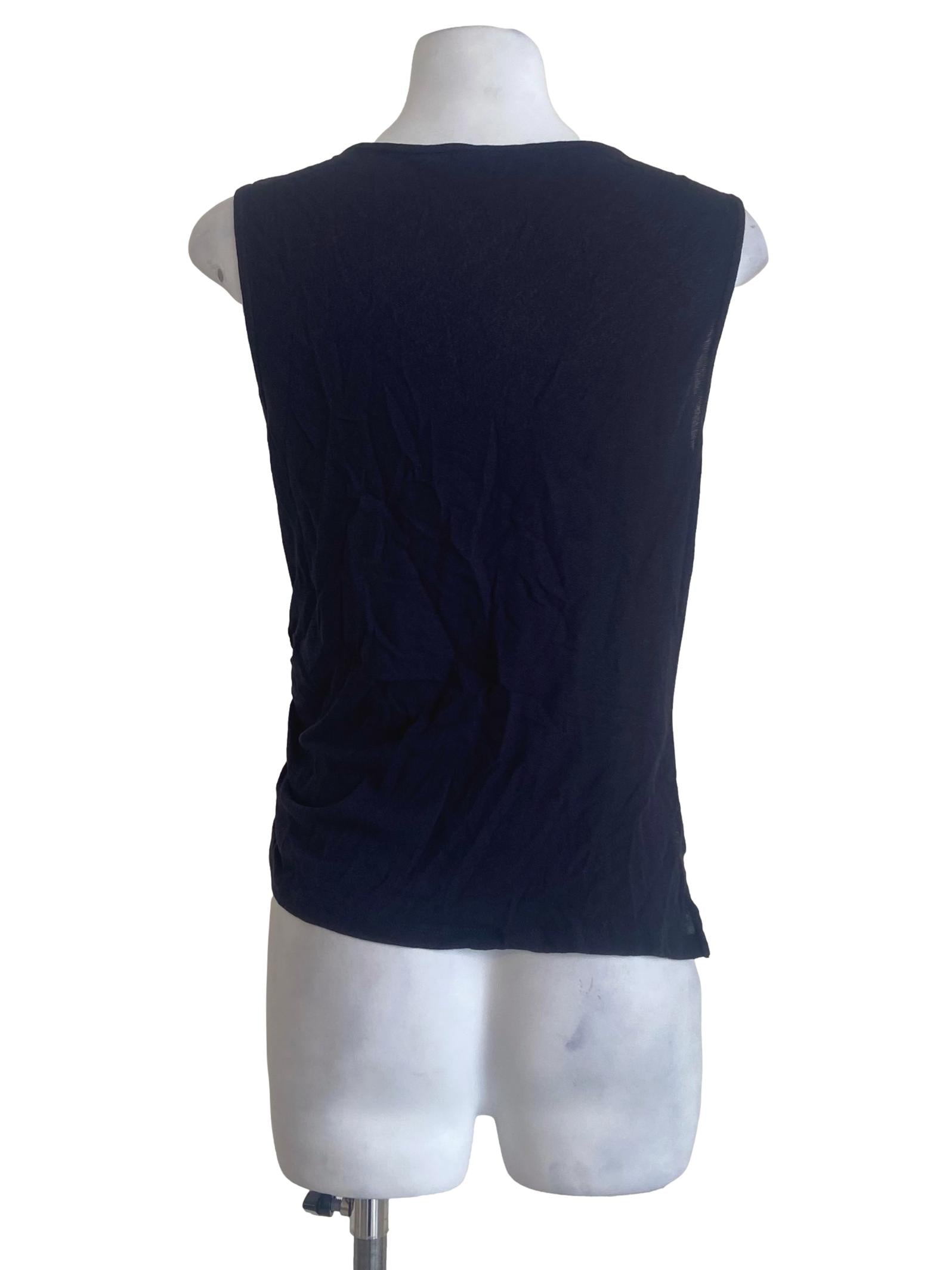 Dark Blue Sleeveless Asymmetric Top