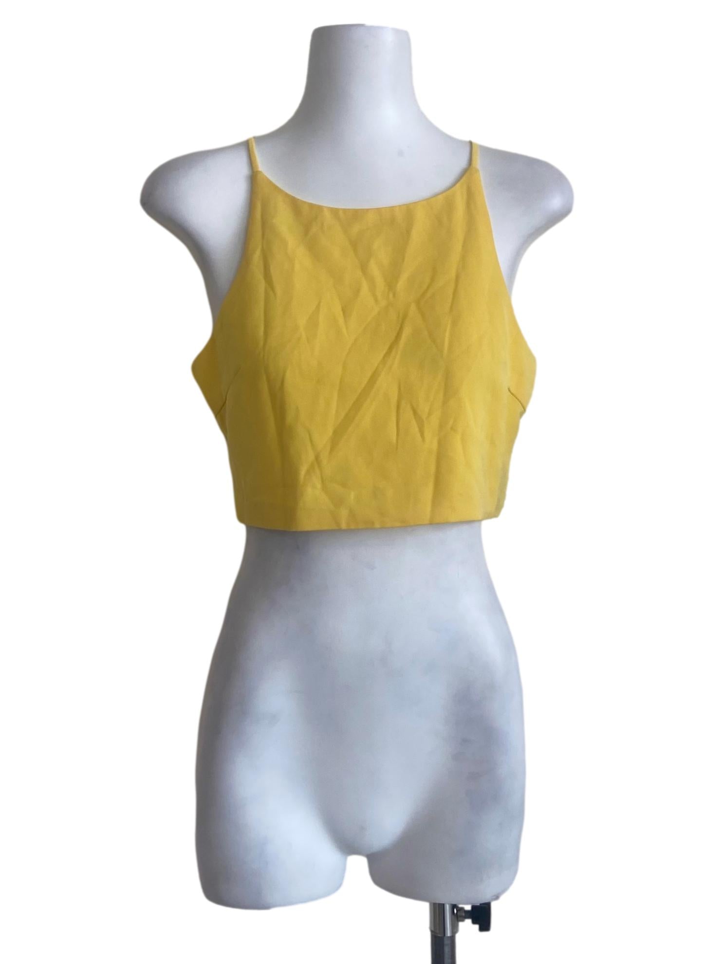 Lemon Yellow Spaghetti Straps Crop Top