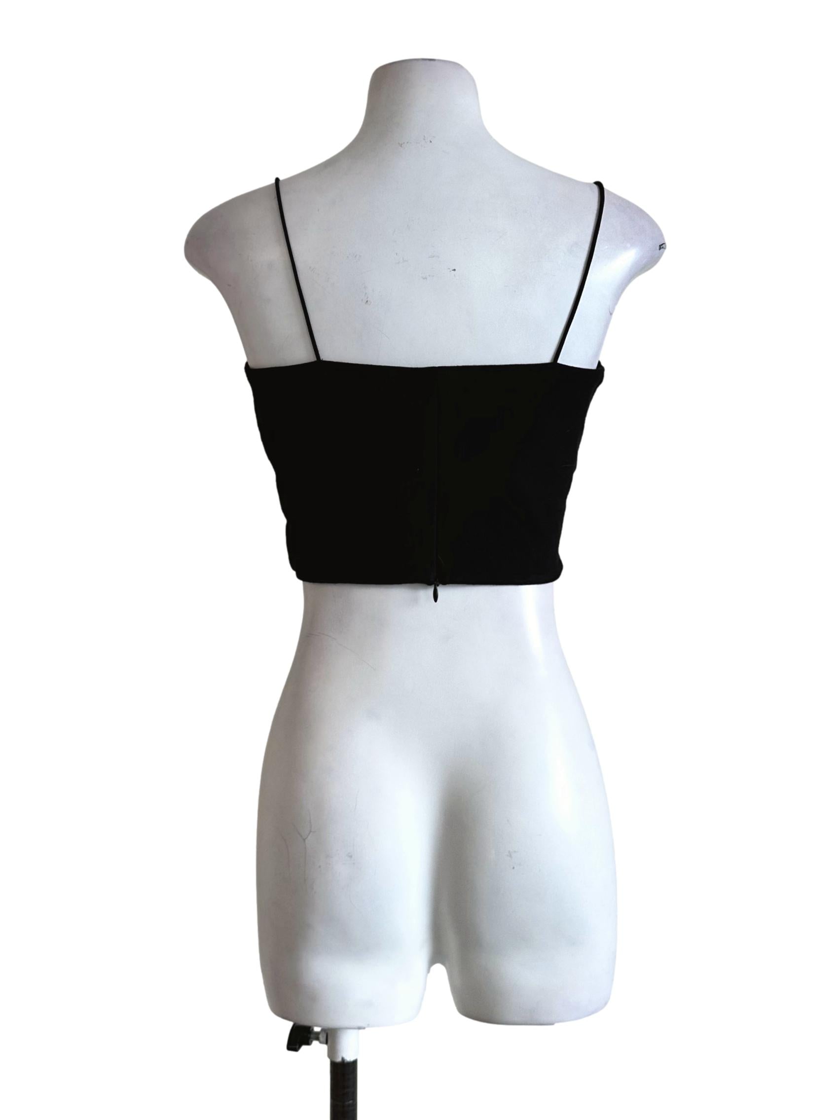 Black Padded Sleeveless Crop Top