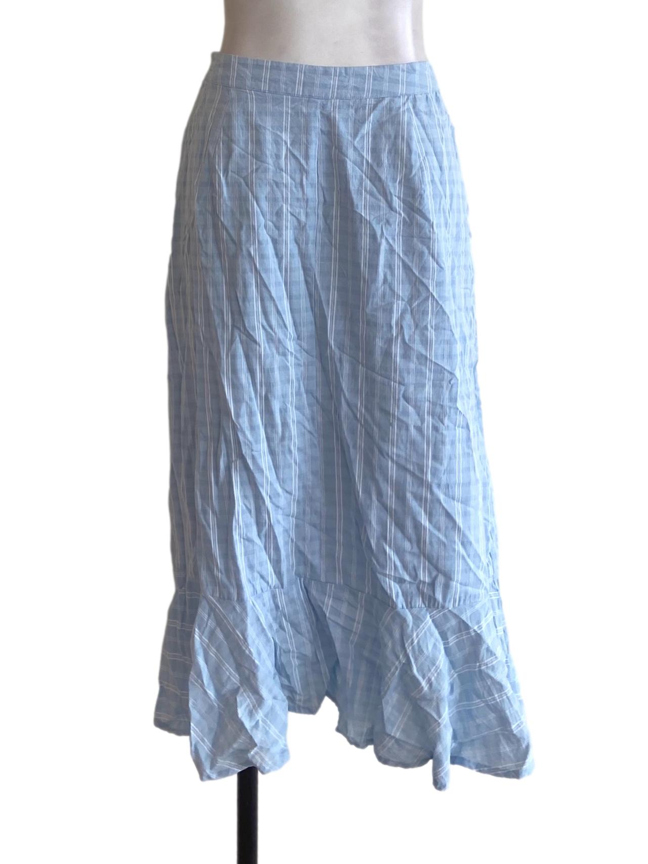 Blue Candy Stripe Bias Pegged Skirt