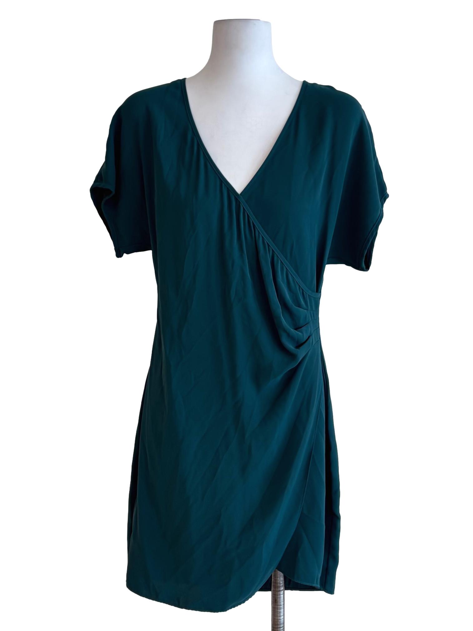 Emerald Green Ruched Waist A-Line Dress