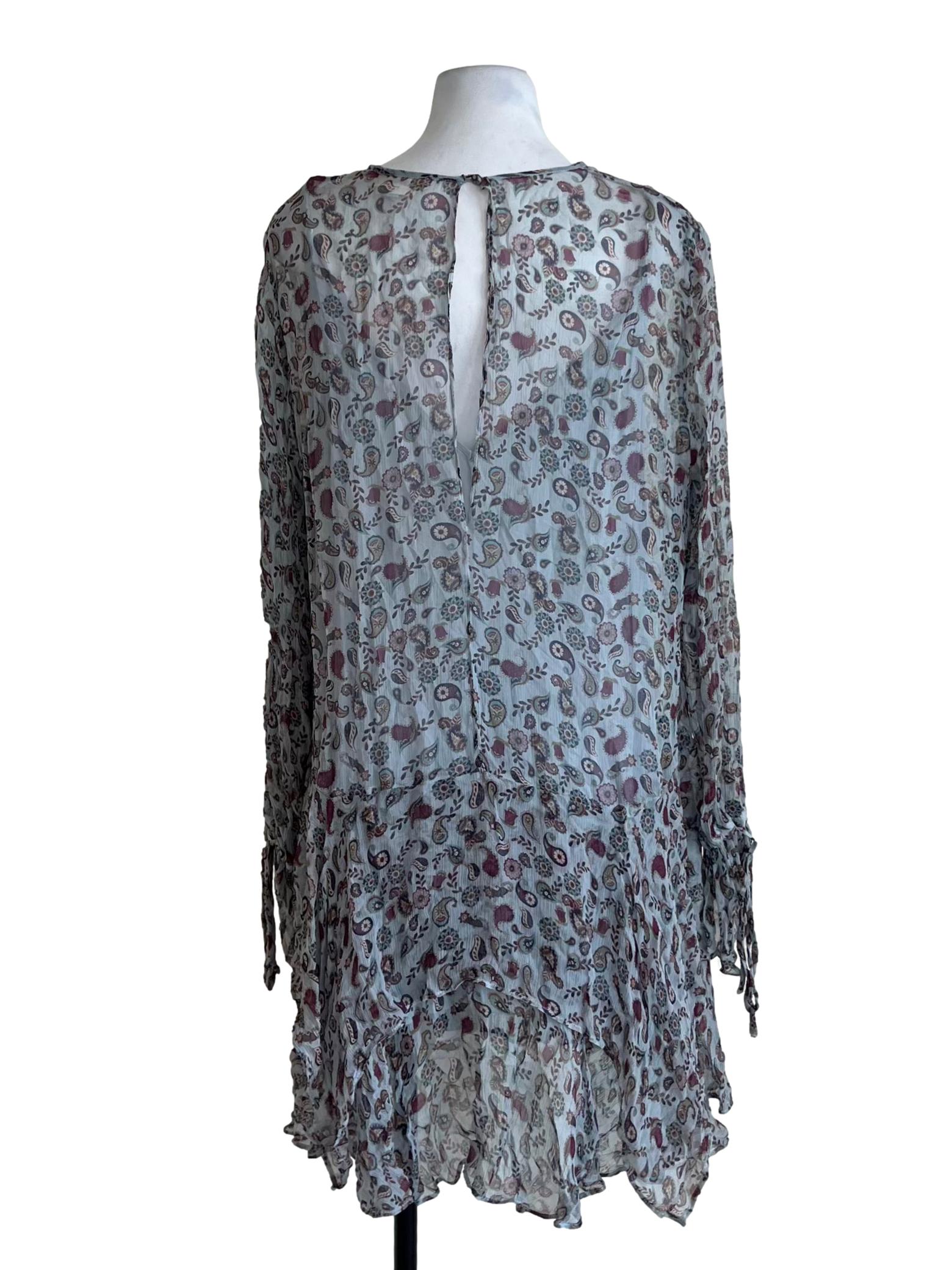 Stone Blue Abstract Empire Dress