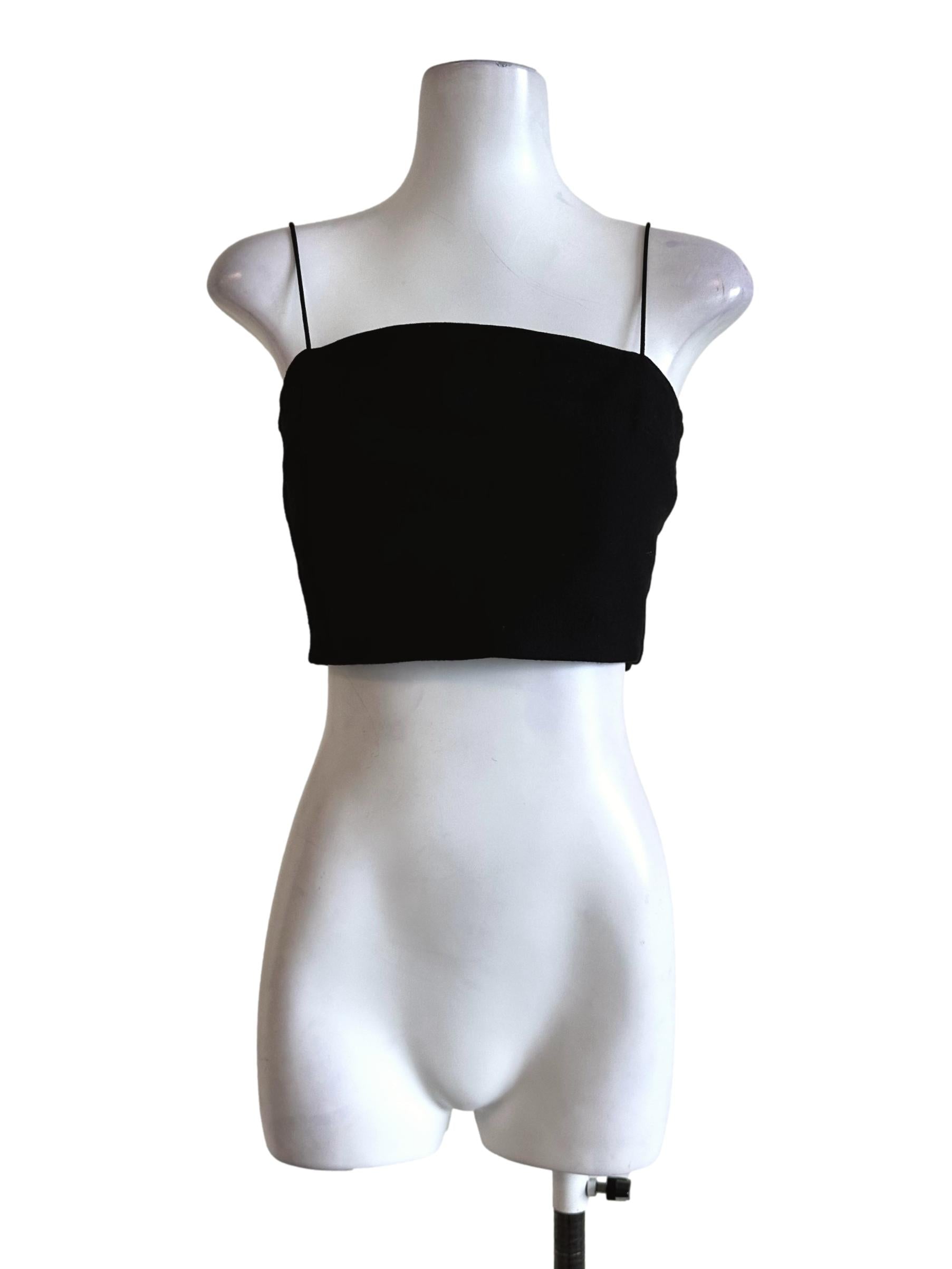 Black Padded Sleeveless Crop Top