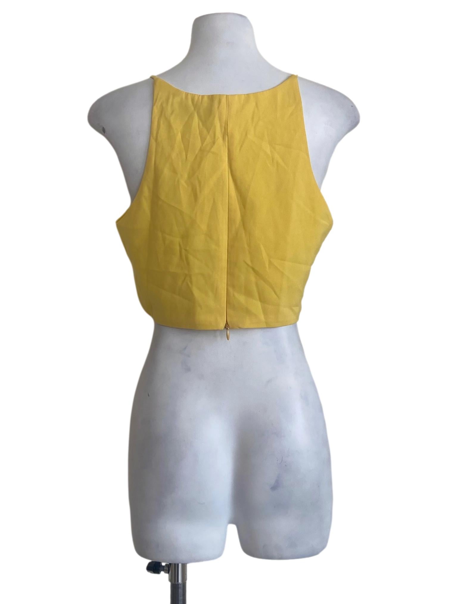 Lemon Yellow Spaghetti Straps Crop Top