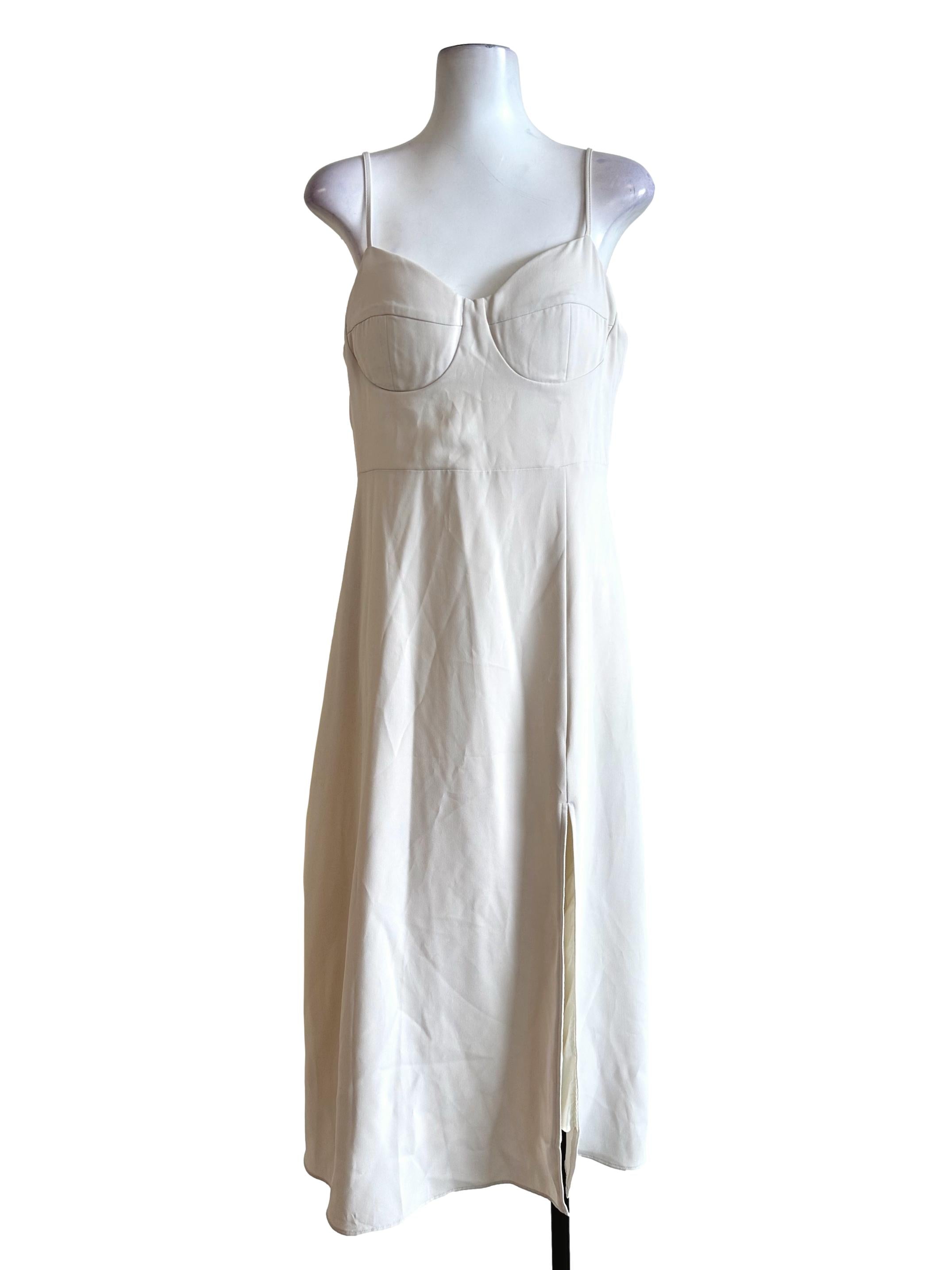 Ivory White Padded Sleeveless Dress
