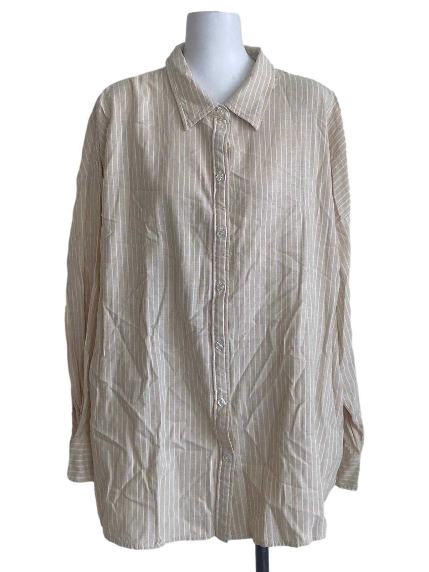Parchment & White Stripe Button Down Blouse