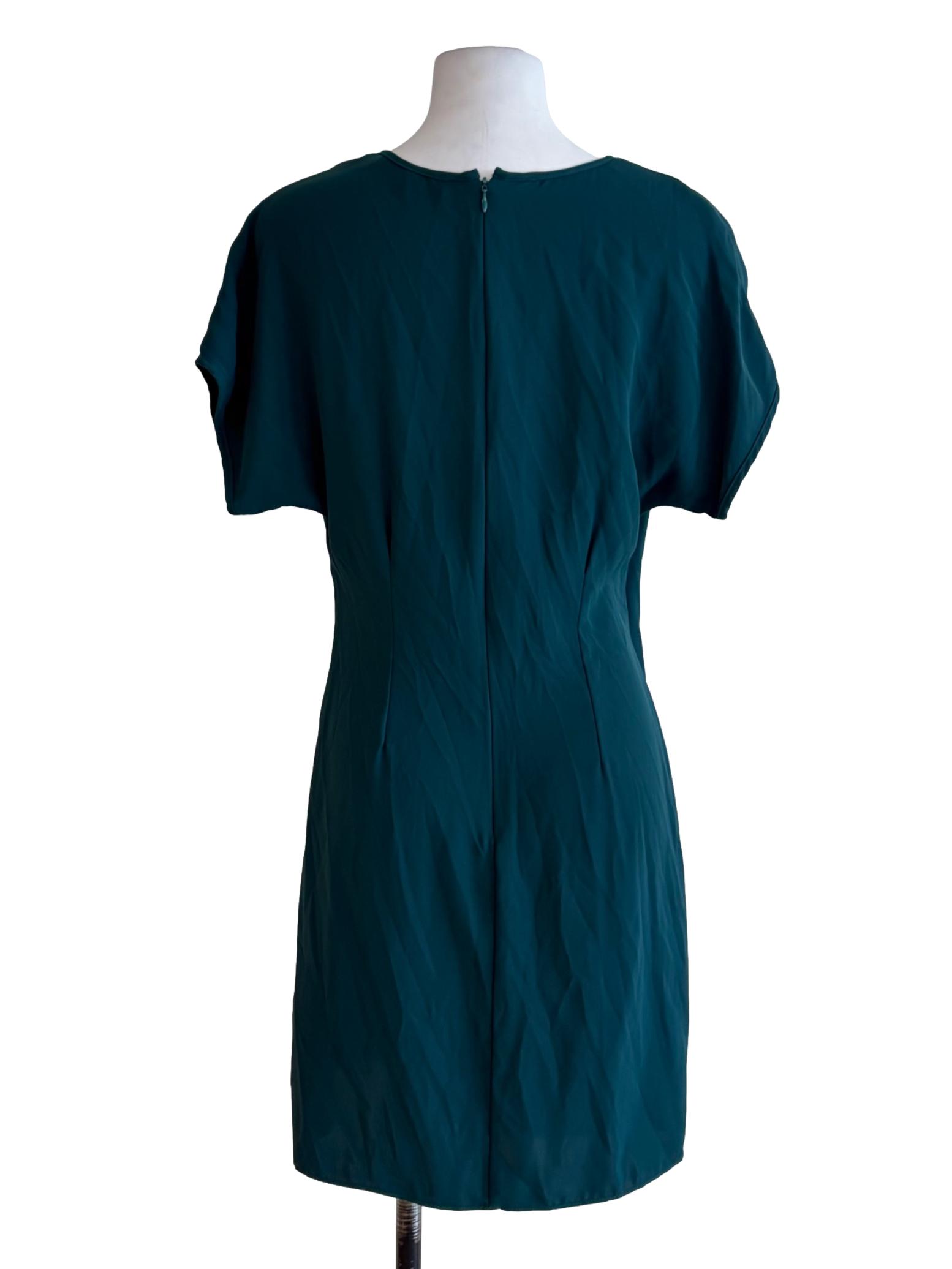 Emerald Green Ruched Waist A-Line Dress
