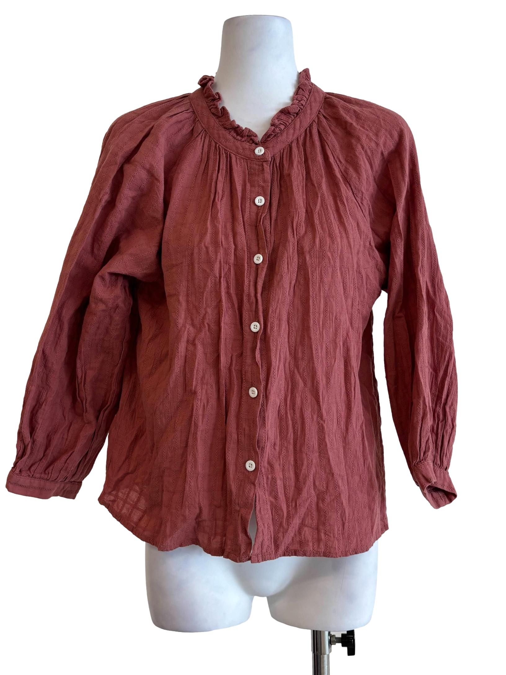 Cherry Long Sleeve Cotton Blouse