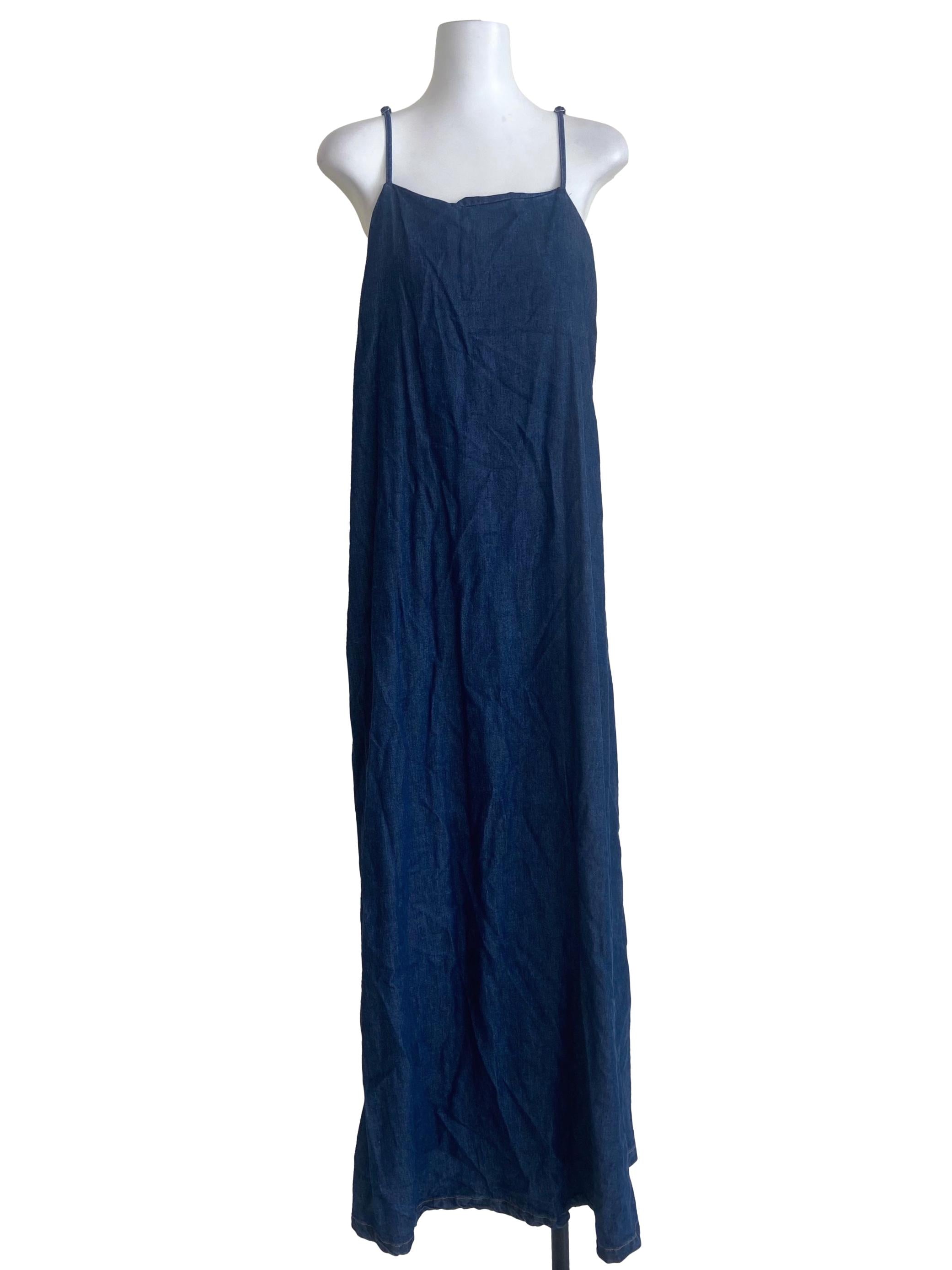Blue Herringbone Slip Empire Dress