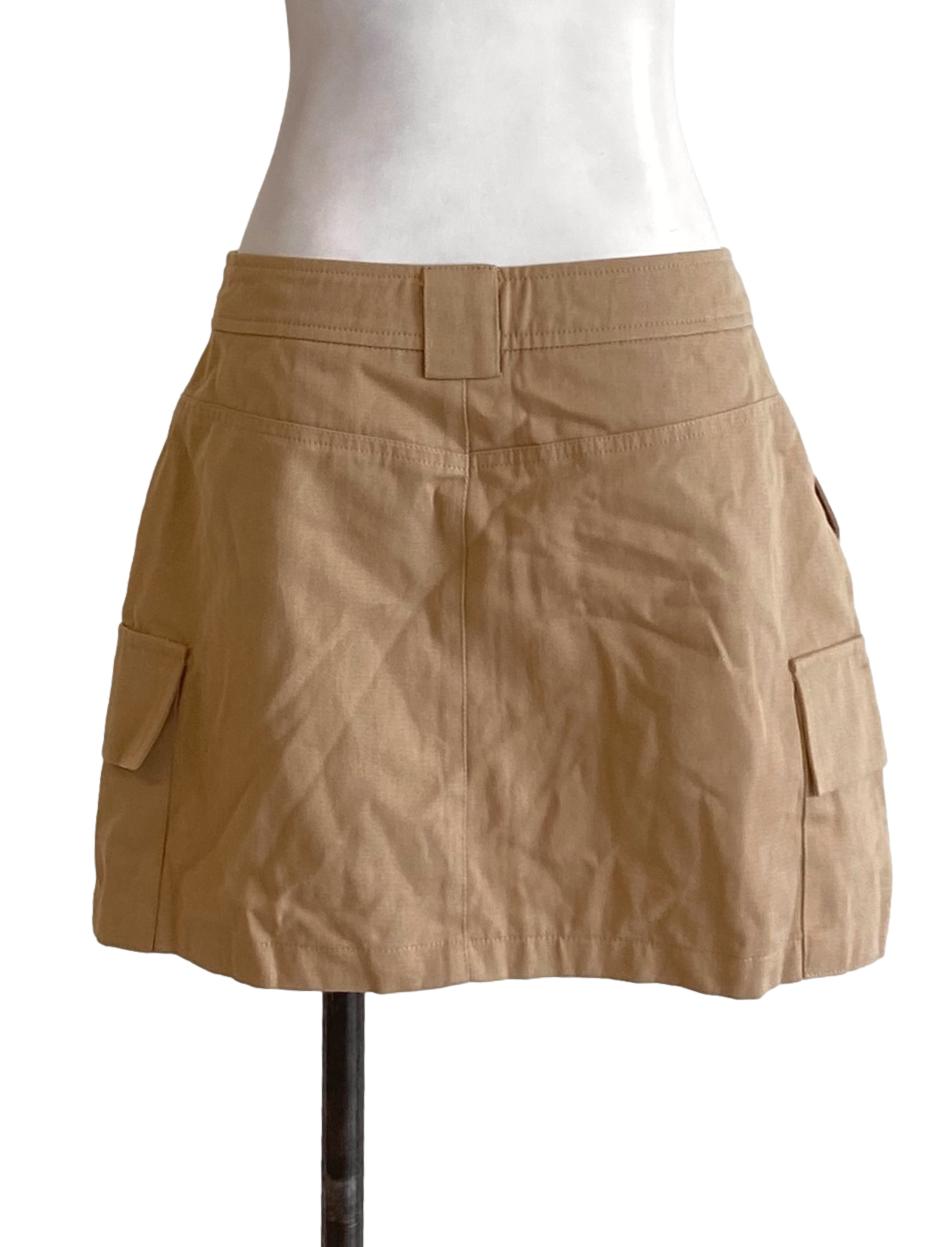 Peanut Brown Buttoned Waist Mini A-Line Skirt TTR