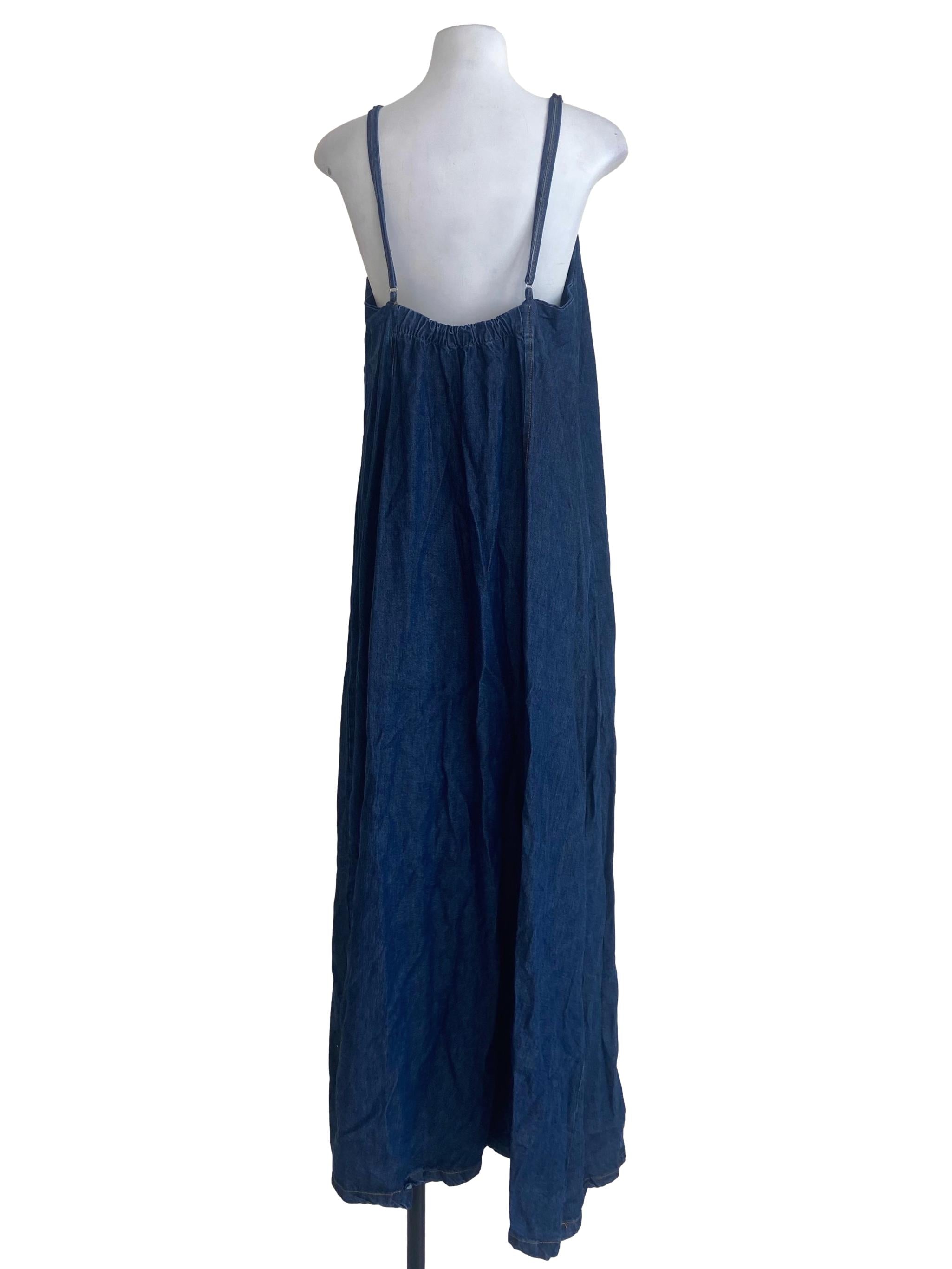 Blue Herringbone Slip Empire Dress