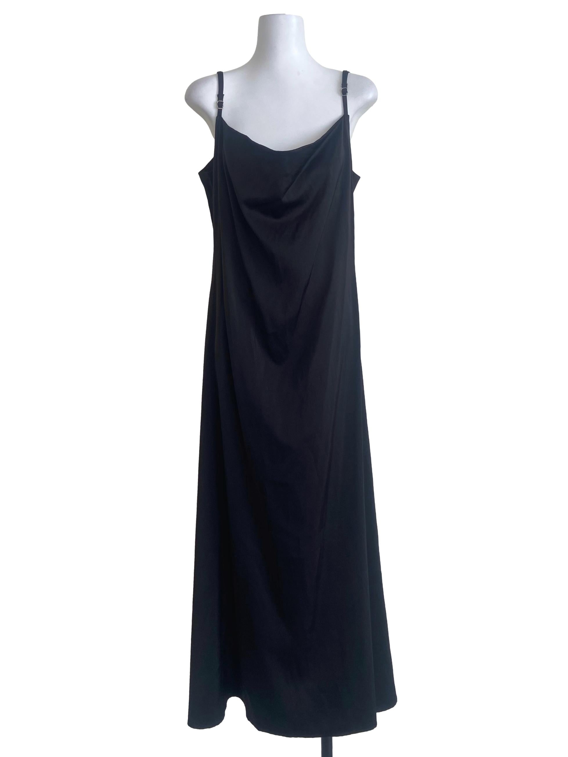 Black Twill Slip Empire Dress