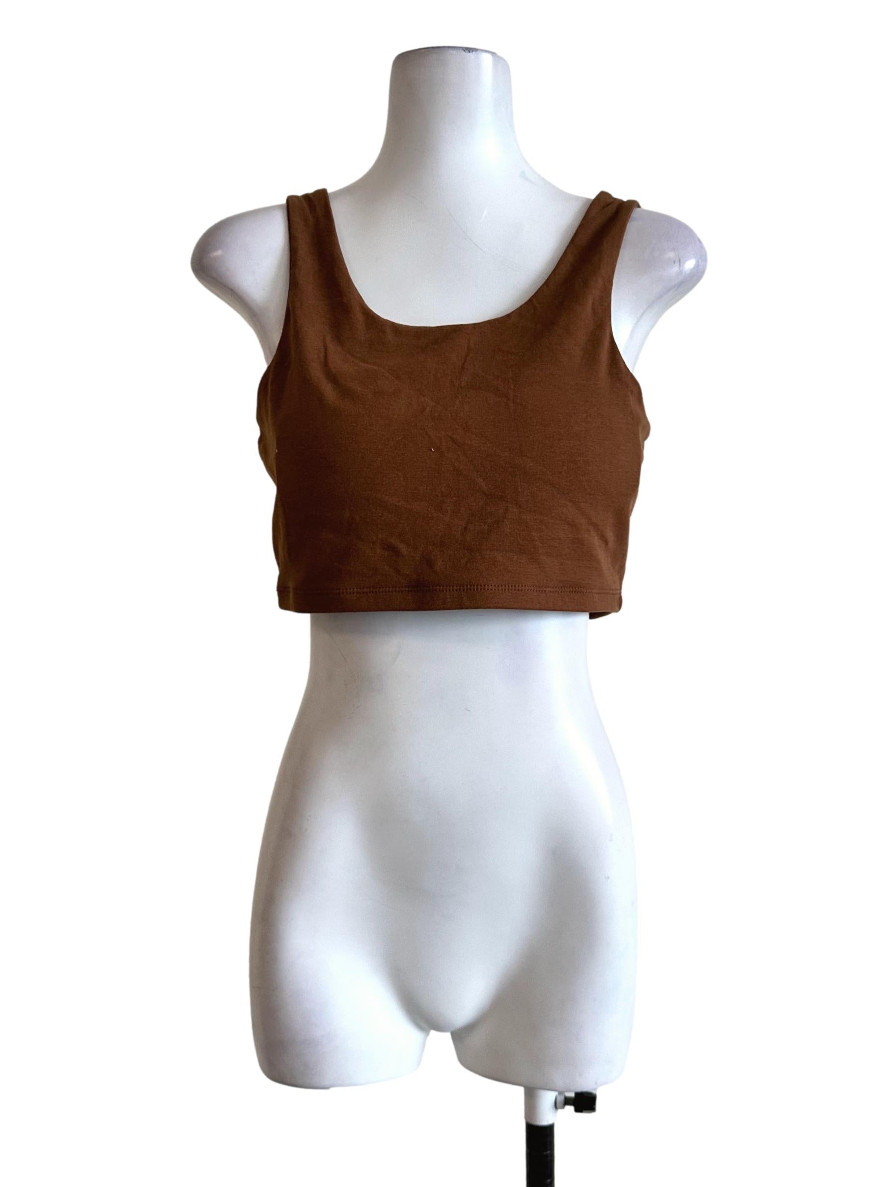 Caramel Brown Padded Crop Top