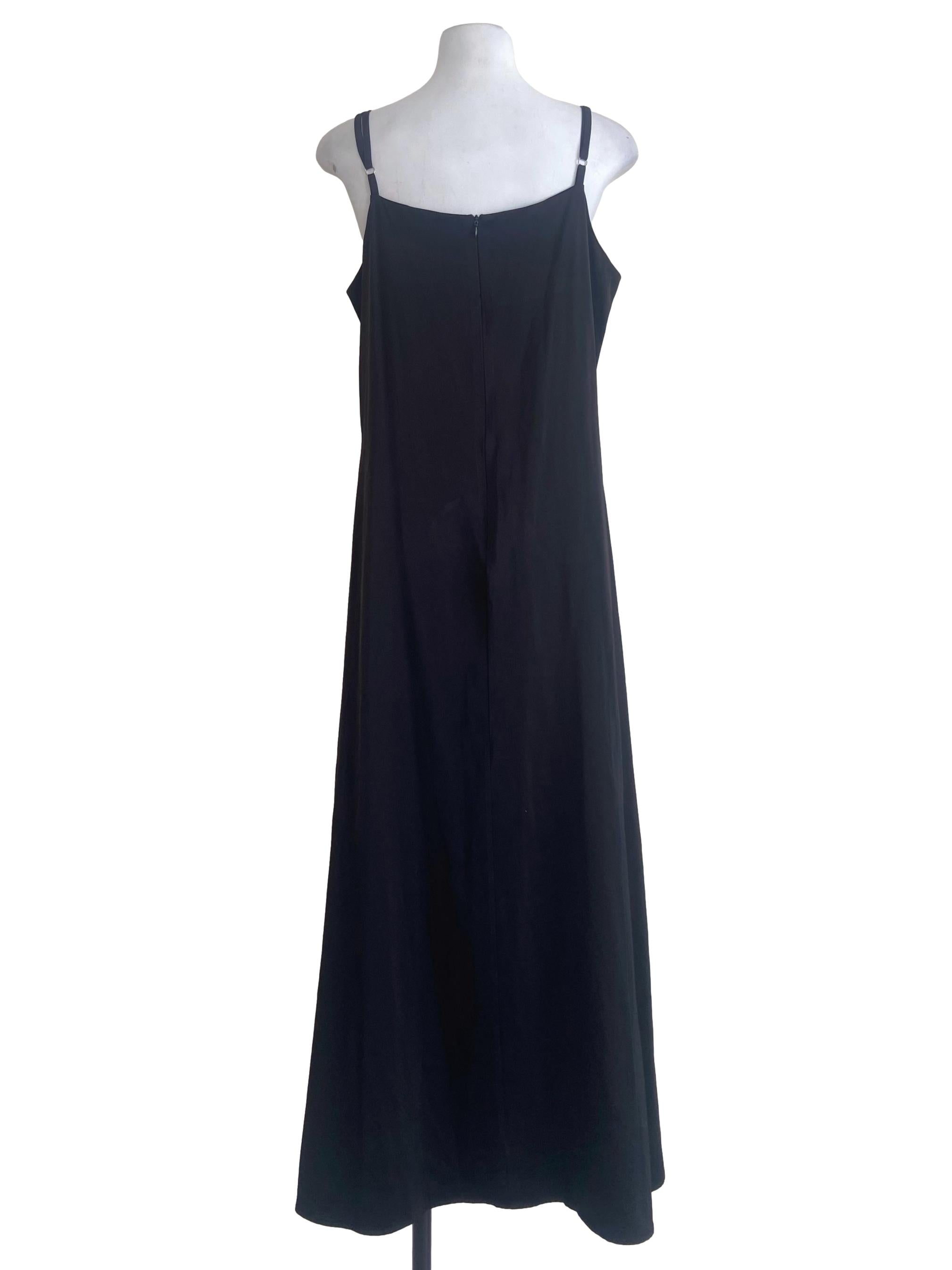 Black Twill Slip Empire Dress