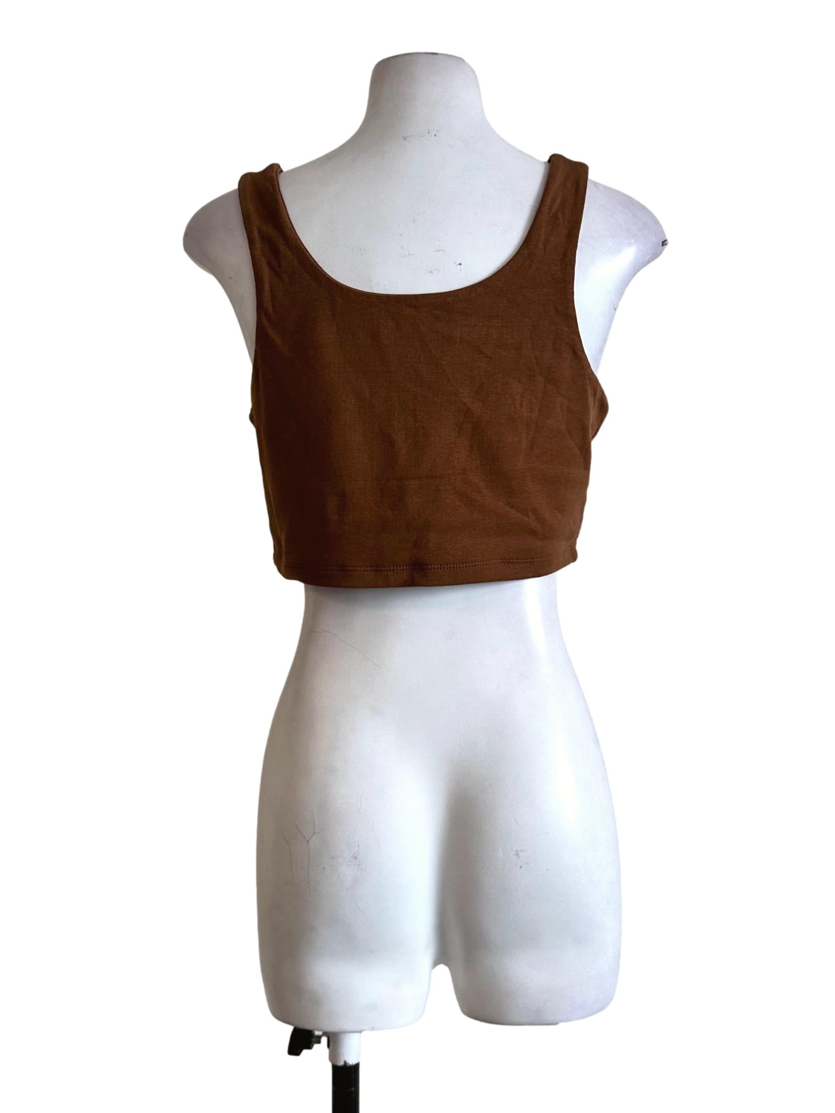 Caramel Brown Padded Crop Top